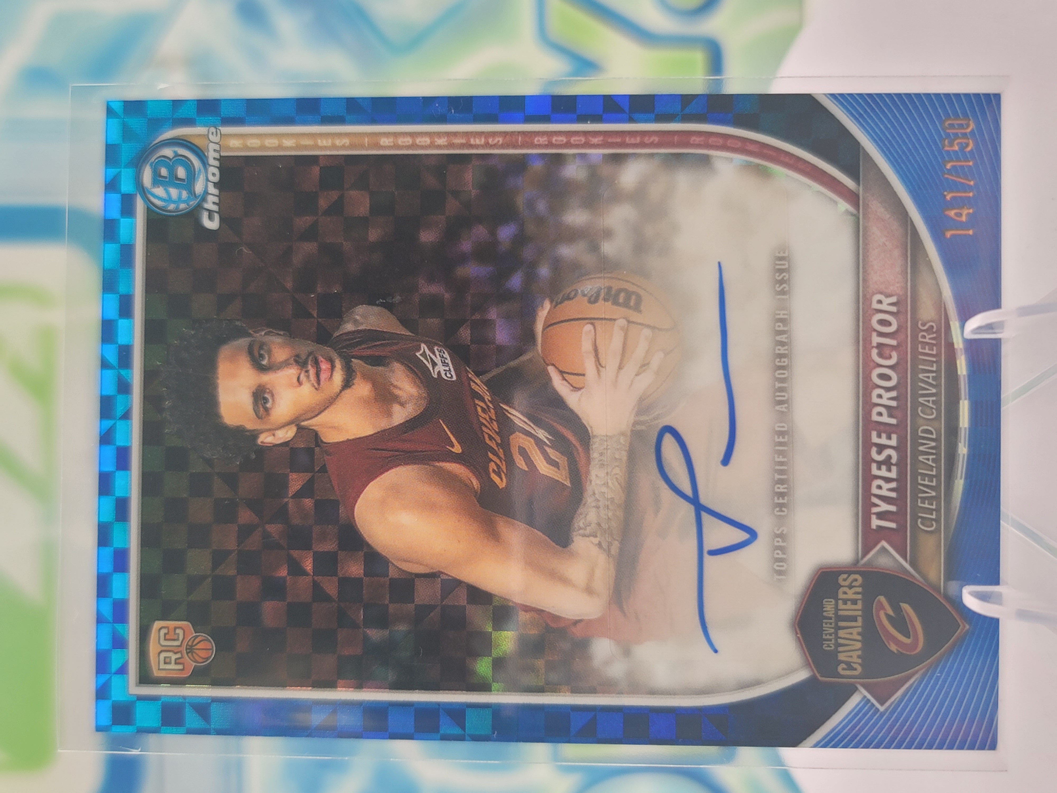 2025 Topps Bowman Tyrese Proctor — 2025 Topps Bowman Blue Refractor Autograph Tyrese Proctor #141 of 150 Rookie Auto