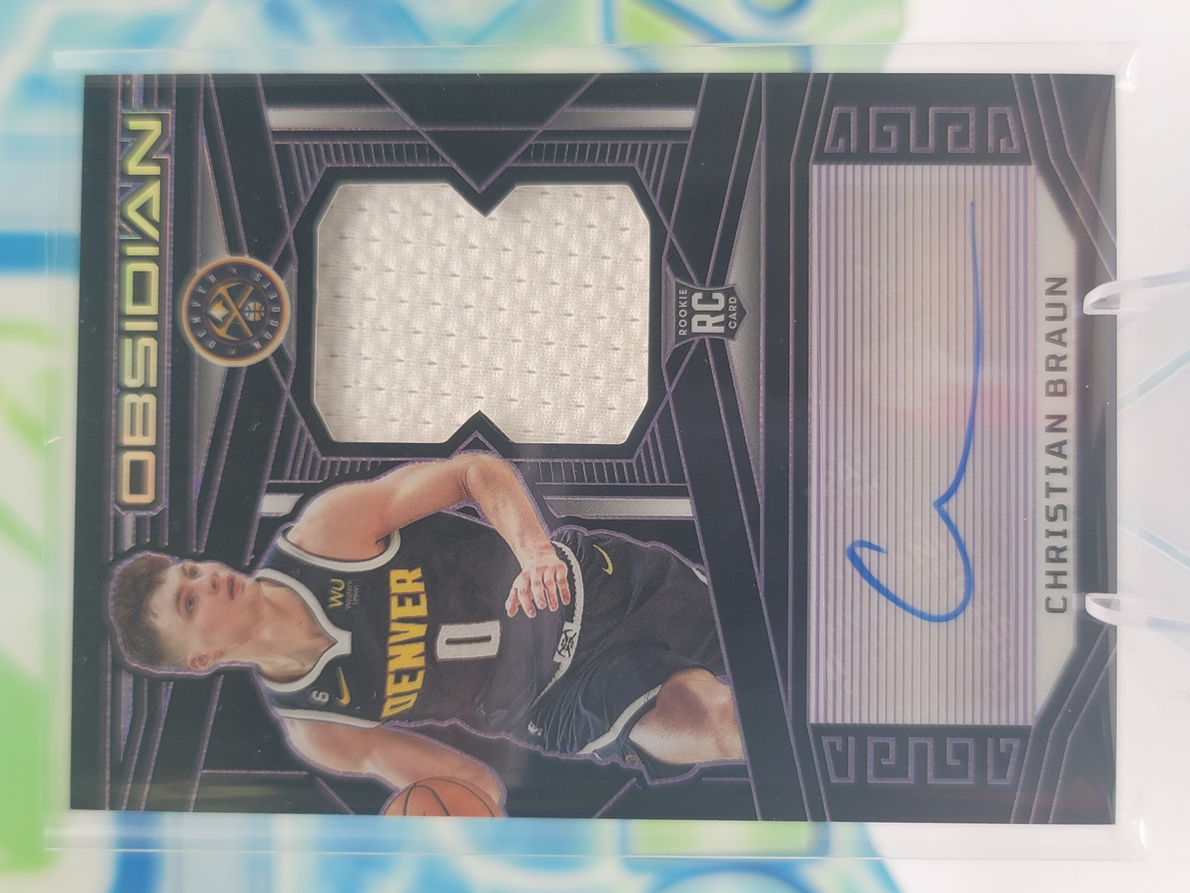 2023 Panini Obsidian Christian Braun — 2023 Panini Obsidian Autograph Christian Braun Rookie Patch Auto #43 of 75