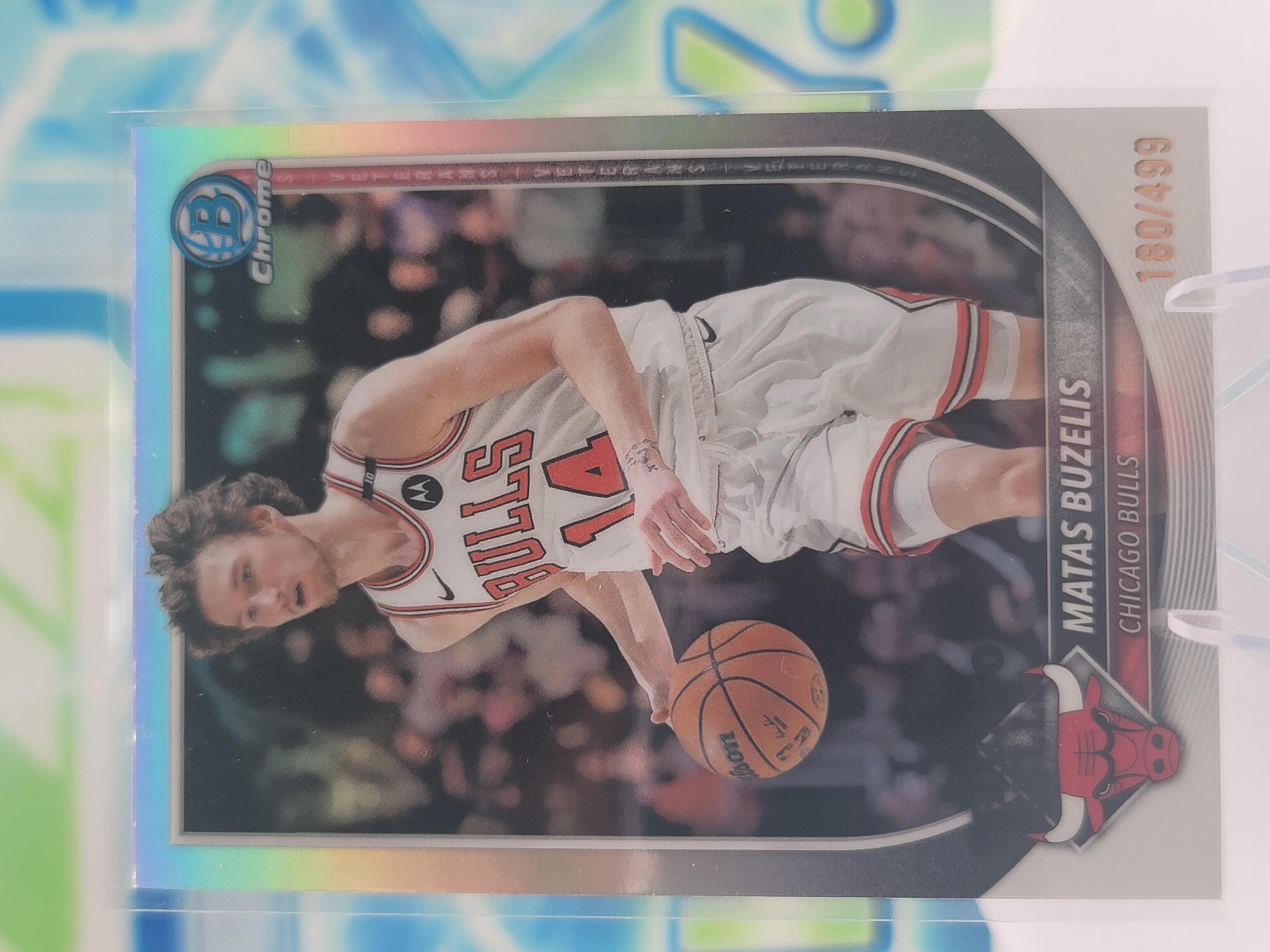 2025 Topps Bowman Matas Buzelis — 2025 Topps Bowman Chrome Refractor Matas Buzelis #180 of 499