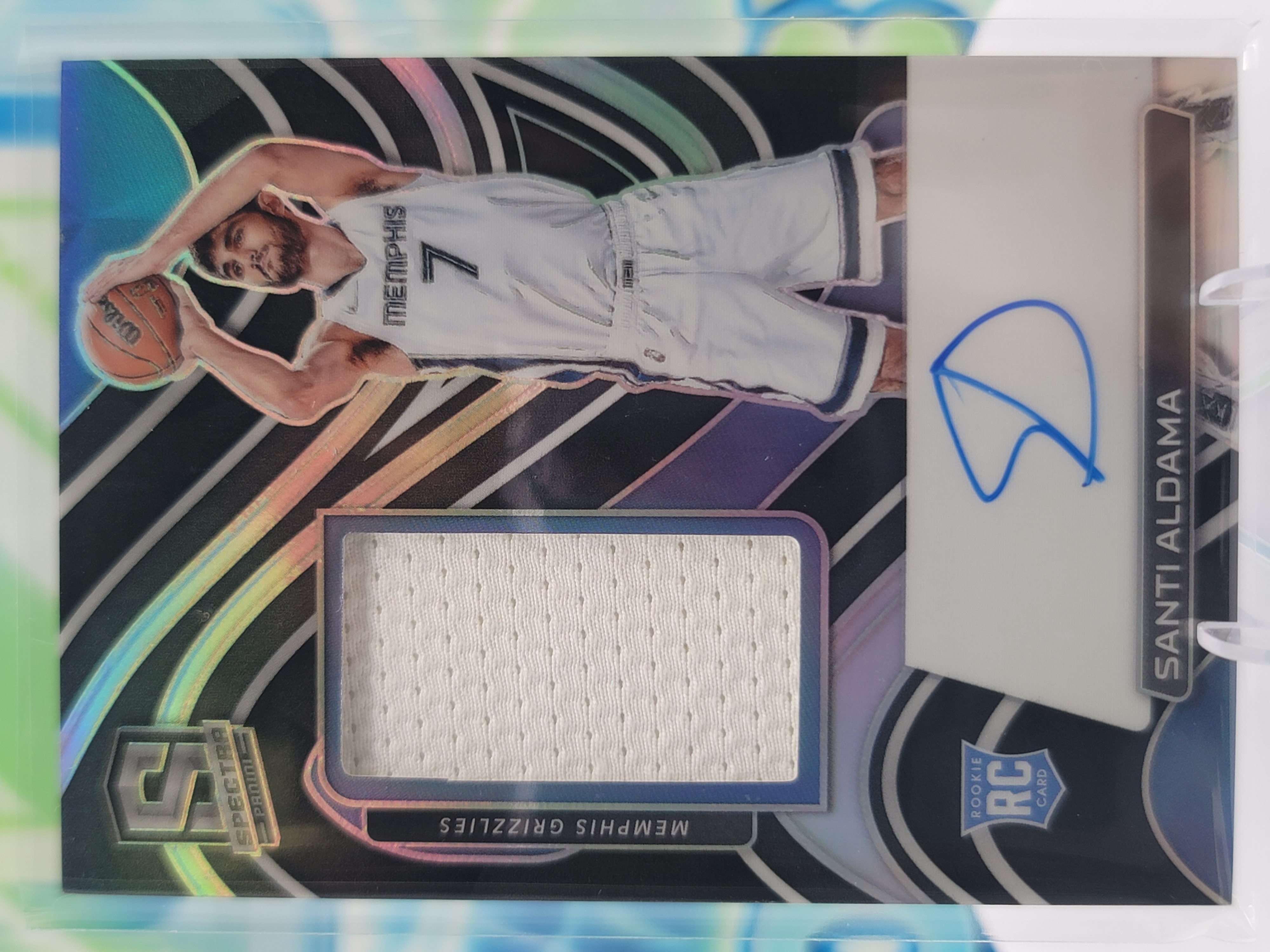 2022 Panini Spectra Santi Aldama — 2022 Panini Spectra RPA Santi Aldama Rookie Patch Auto #21 of 149