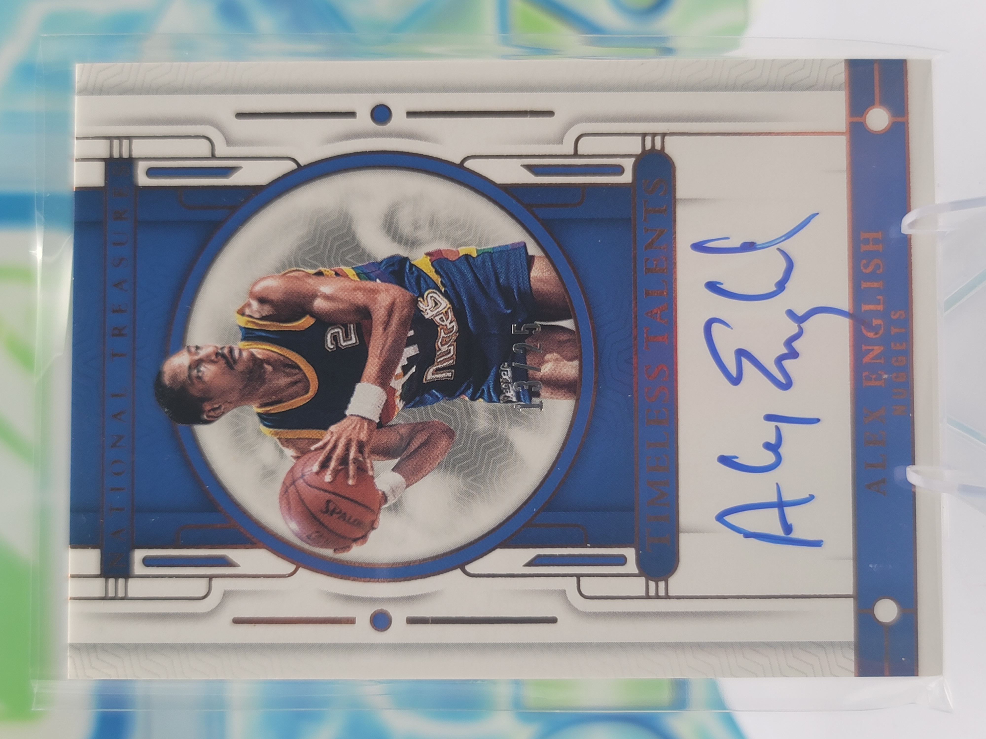 2024 Panini National Treasure Alex English — 2024 Panini National Treasure Timeless Talents Auto Alex English Auto #13 of 25