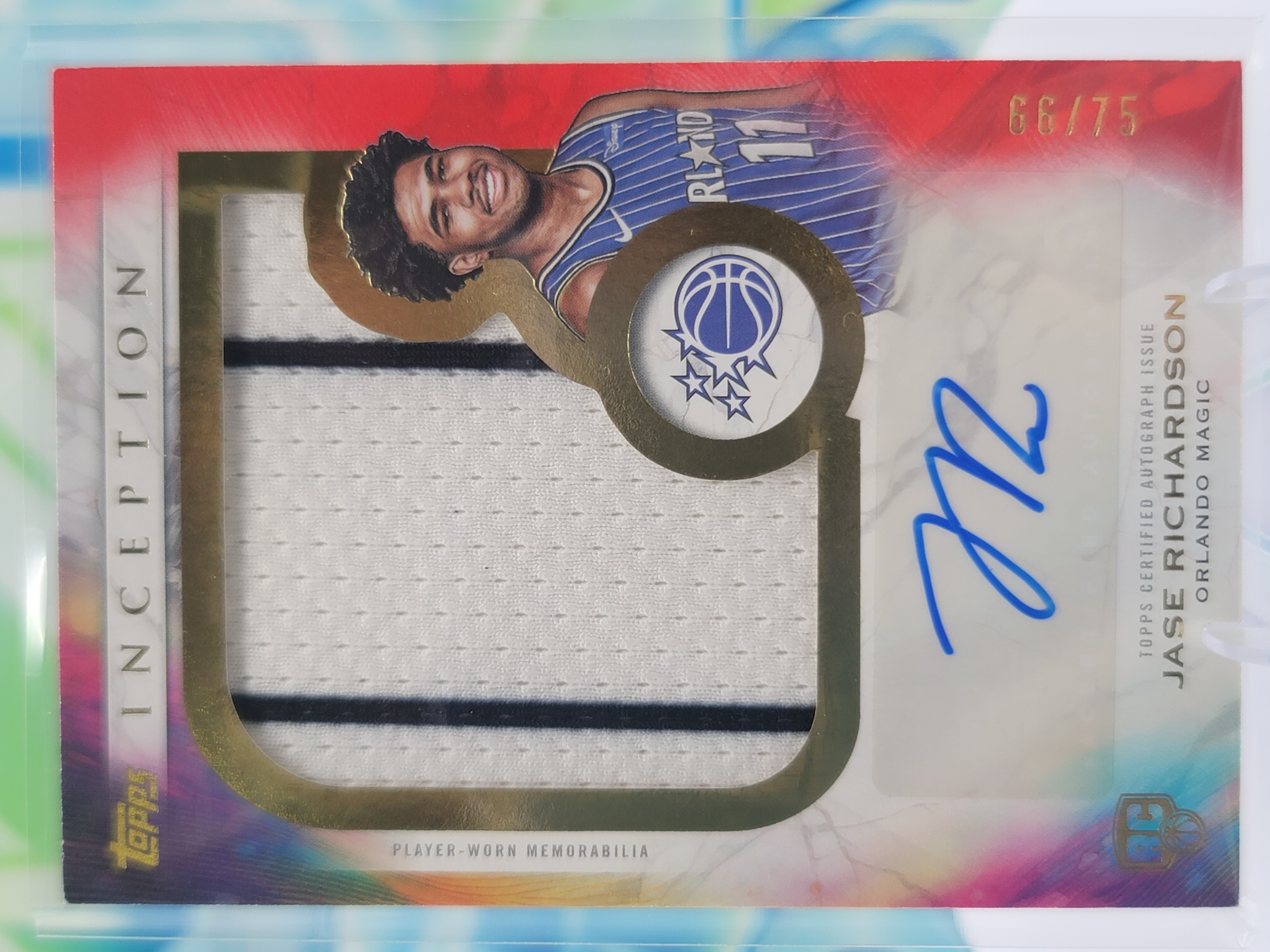 2026 Topps Inception Jase Richardson — 2026 Topps Inception Rookie Jumbo Autographed Relics Red Jase Richardson RPA #66 of 75