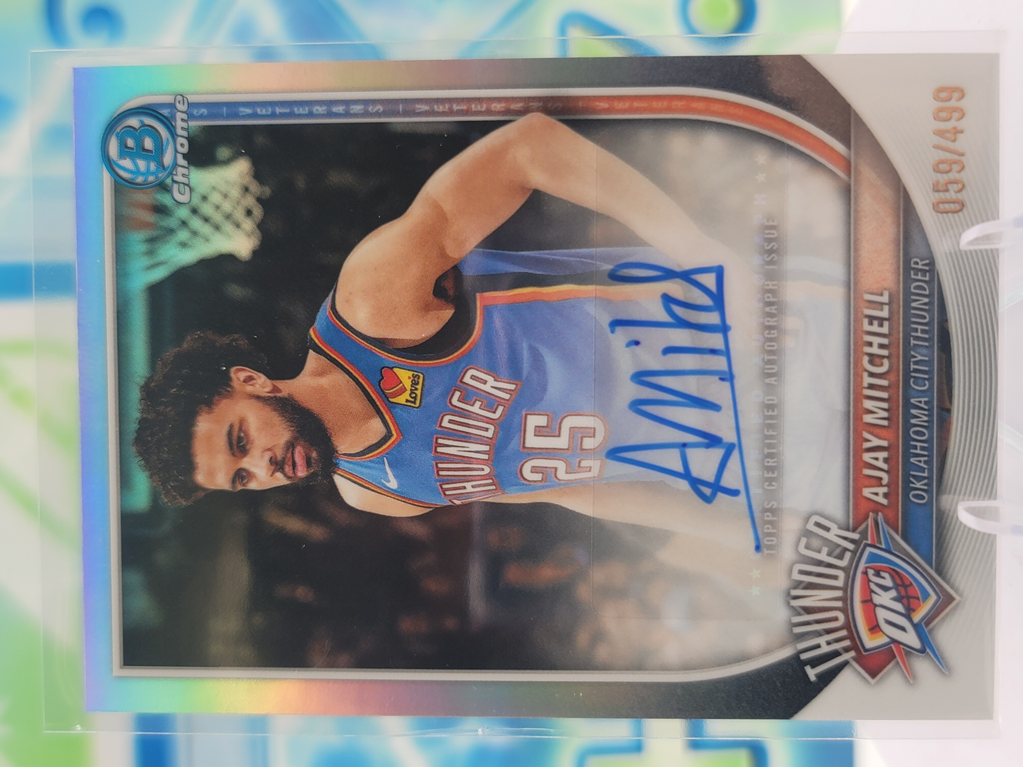 2026 Topps Bowman Ajay Mitchell — 2026 Topps Bowman Chrome Refractor Ajay Mitchell Autograph #59 of 499