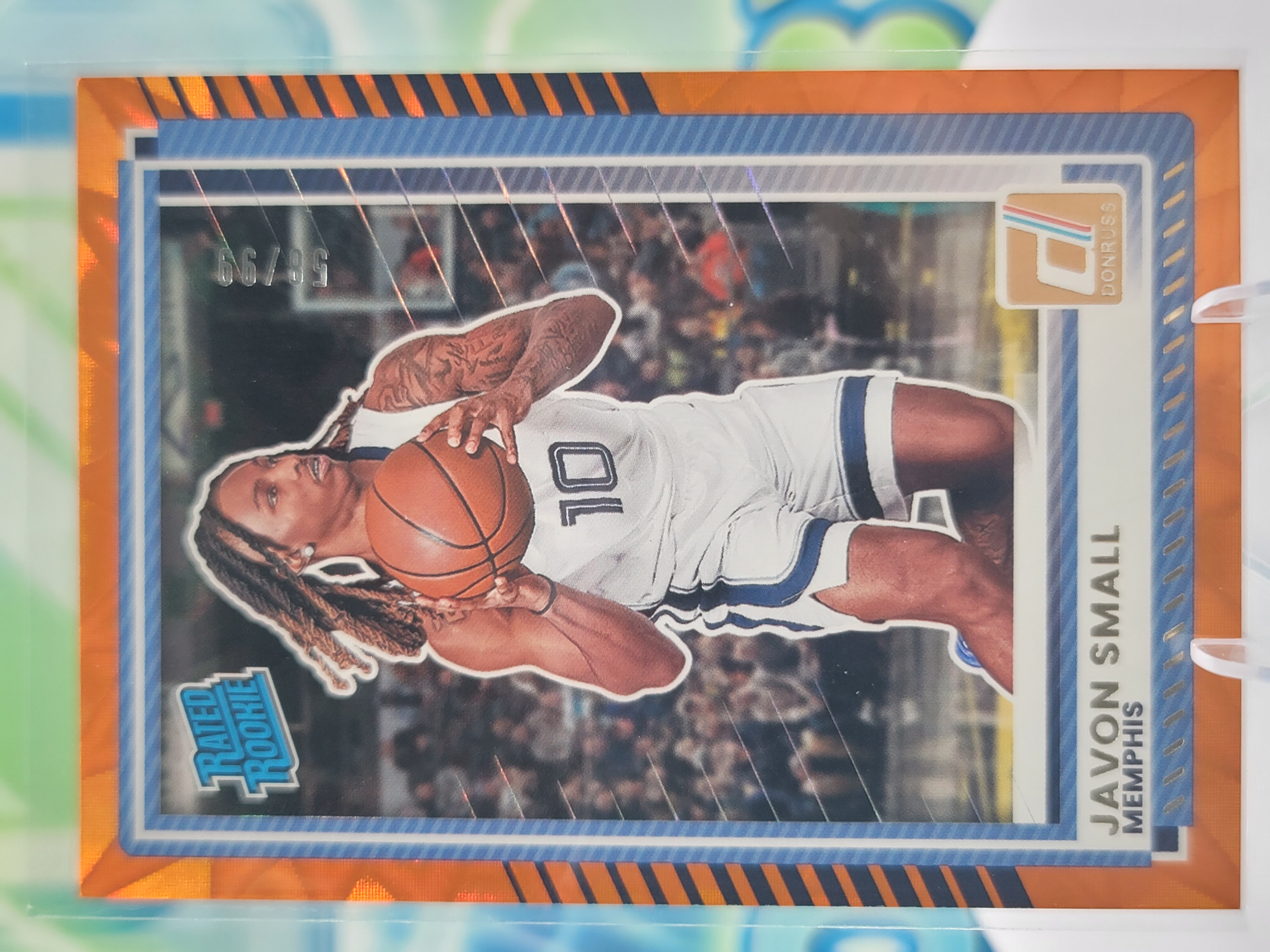 2026 Panini Donruss Javon Small — 2026 Panini Donruss Rated Rookie Orange Explosion Javon Small Rookie #58 of 99