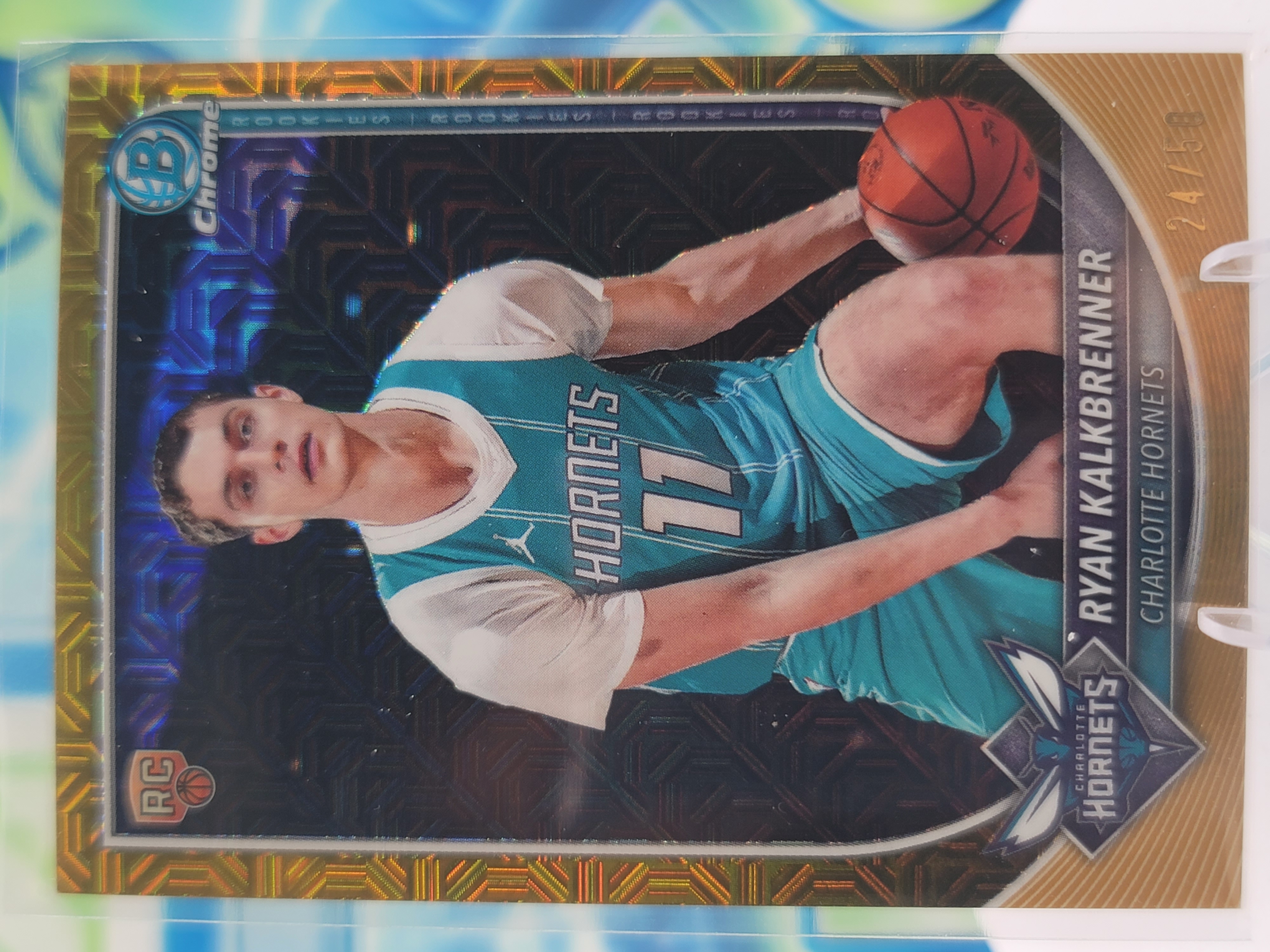 2026 Topps Bowman Ryan Kalkbrenner — 2026 Topps Bowman Chrome Mojo Refractor Gold Ryan Kalkbrenner Rookie #24 of 50