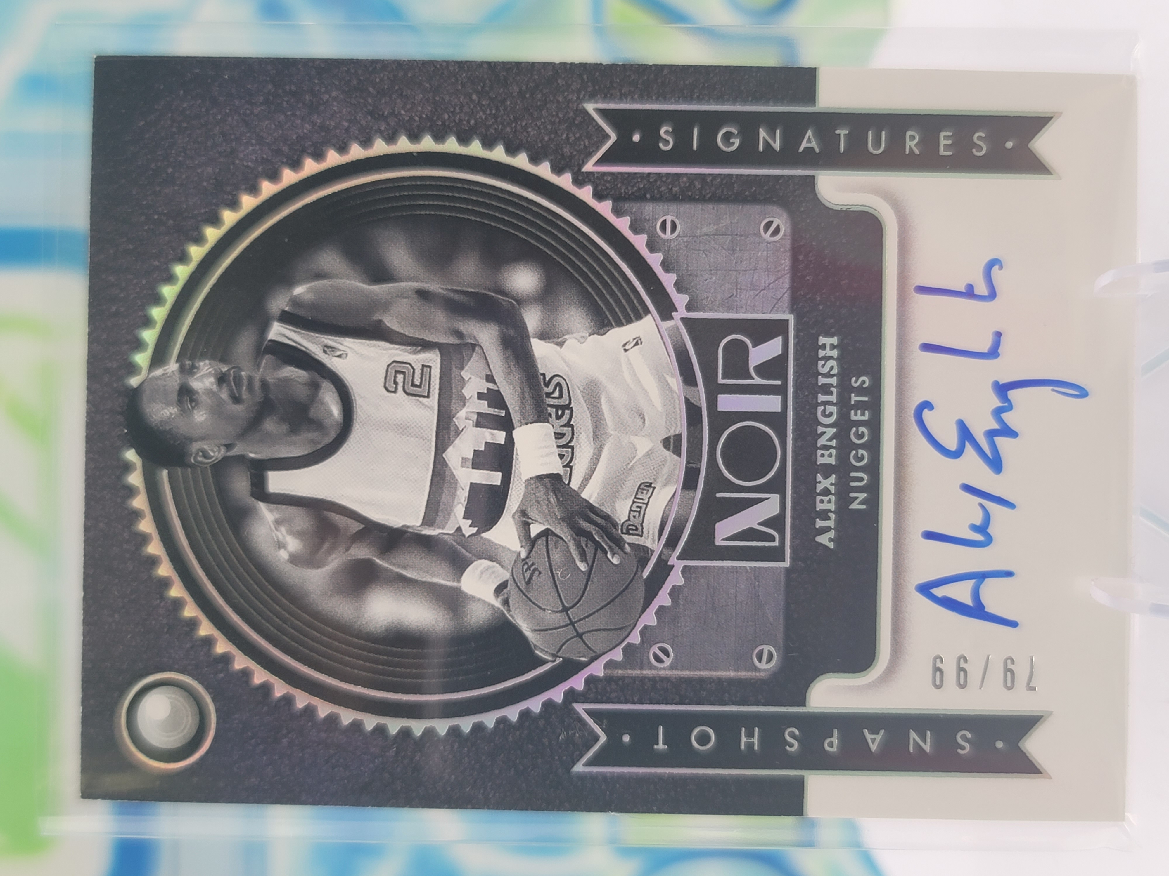2025 Panini Noir Alex English — 2025 Panini Noir Snapshot Signatures Auto Alex English Auto #79 of 99