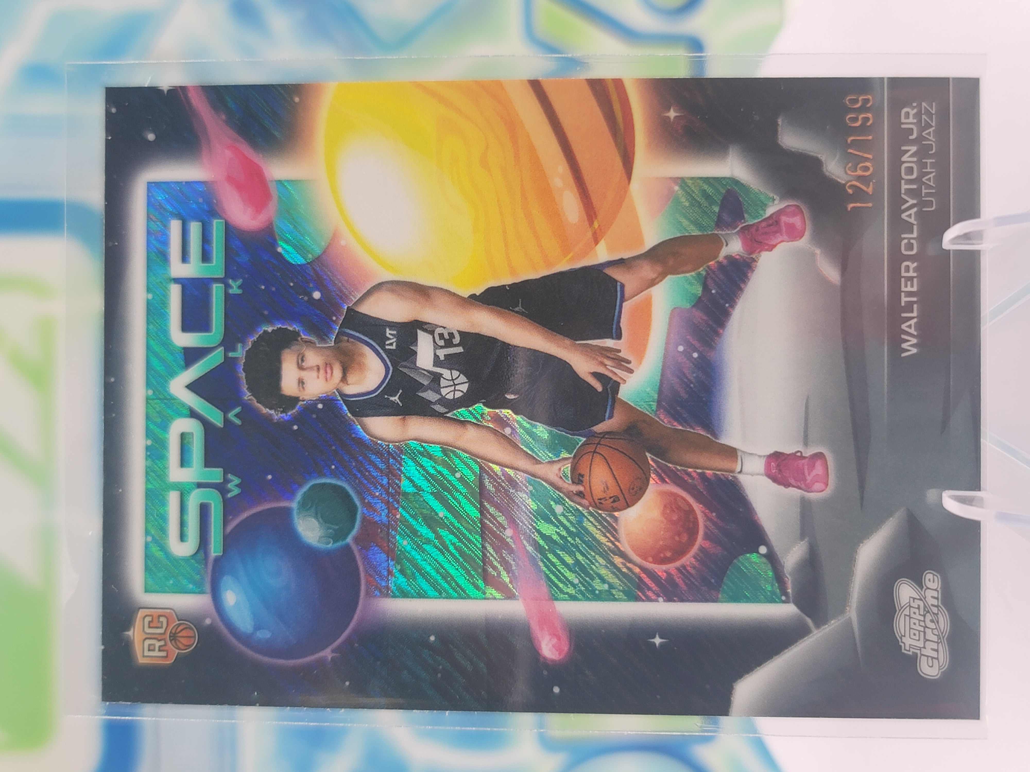2026 Topps Cosmic Chrome Walter Clayton Jr — 2026 Topps Cosmic Chrome Space Walk Aqua Equinox Refractor Walter Clayton Jr Rookie #126 of 199