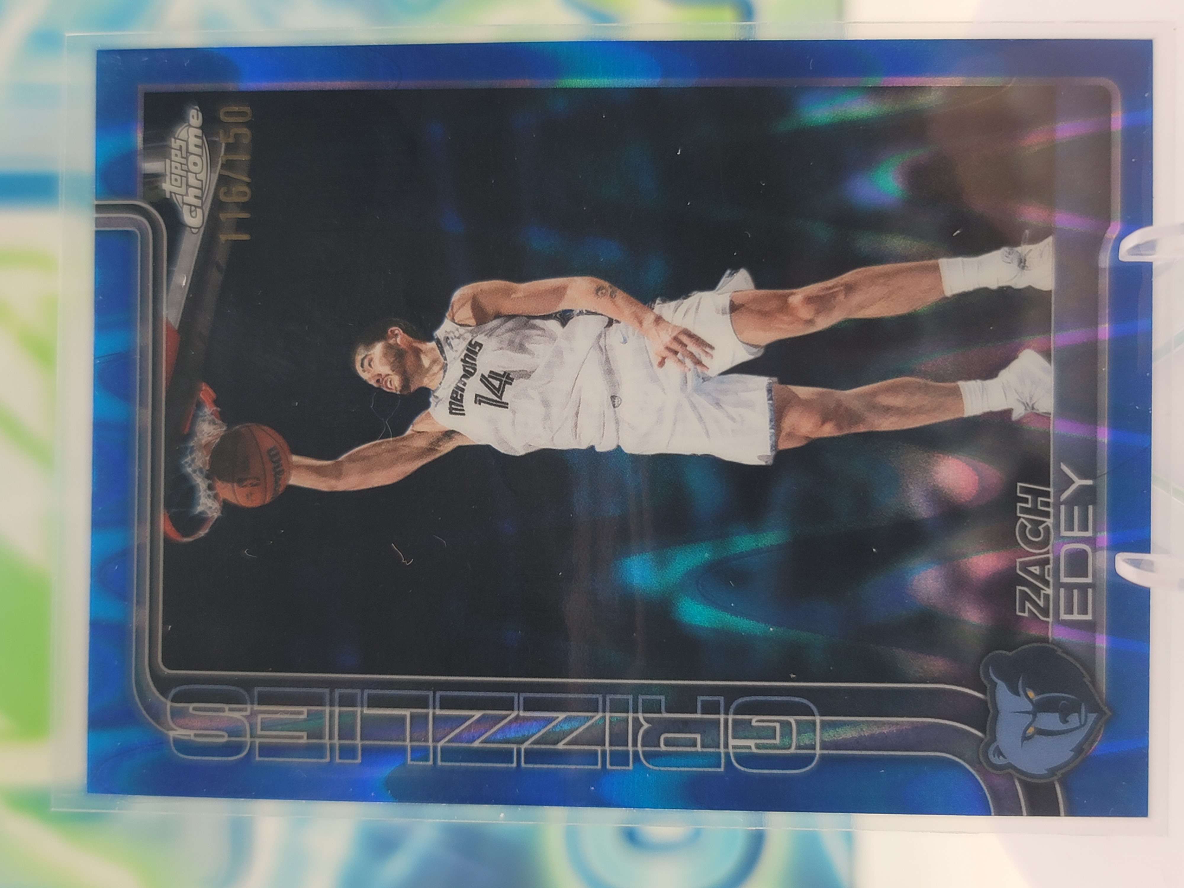 2026 Topps Chrome Update Zach Edey — 2026 Topps Chrome Update RayWave Blue Zach Edey #116 of 150