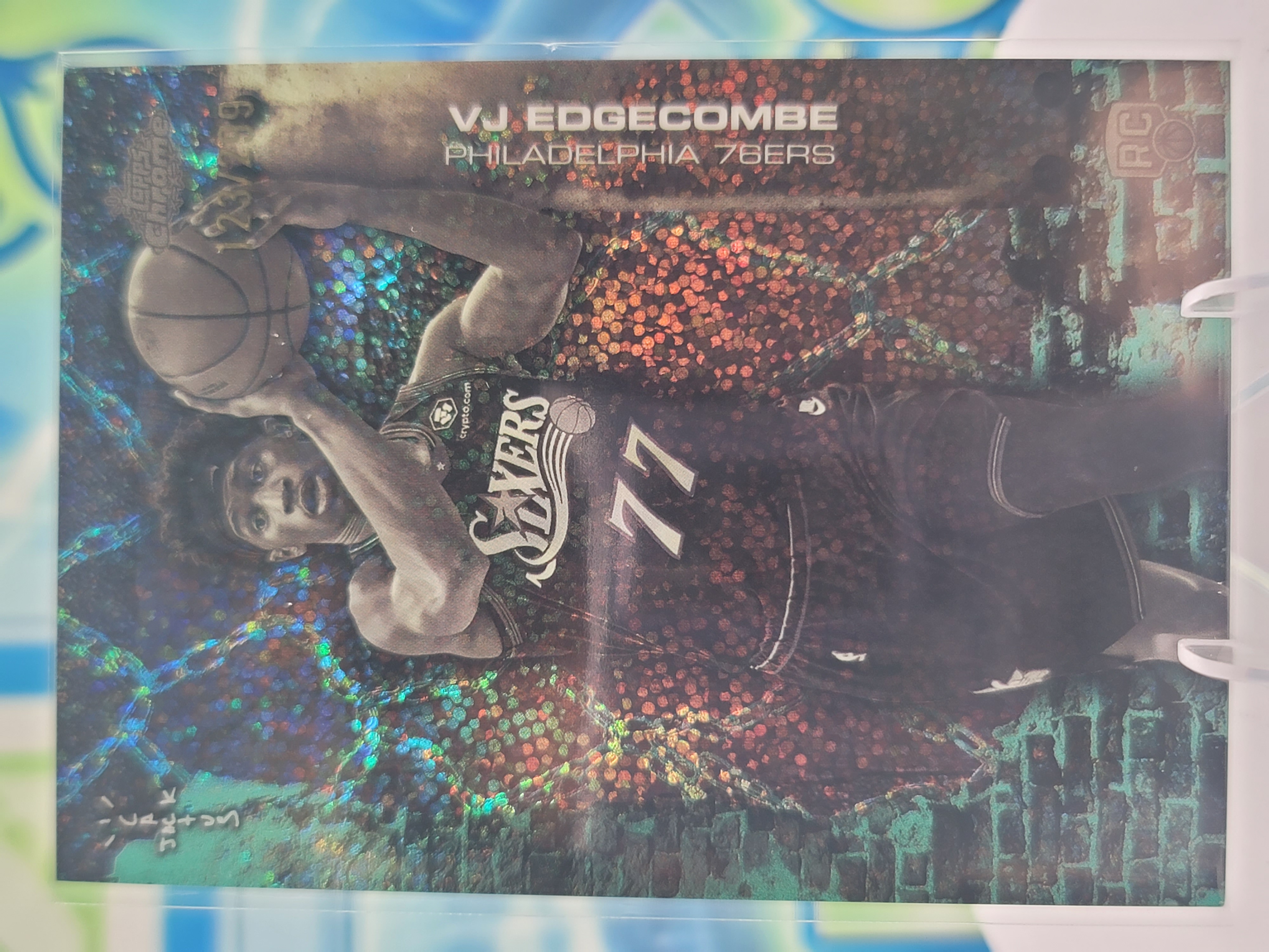 2026 Topps Chrome x Cactus Jack VJ Edgecombe — 2026 Topps Chrome x Cactus Jack Teal Speakle Refractor VJ Edgecombe Rookie #123 of 299