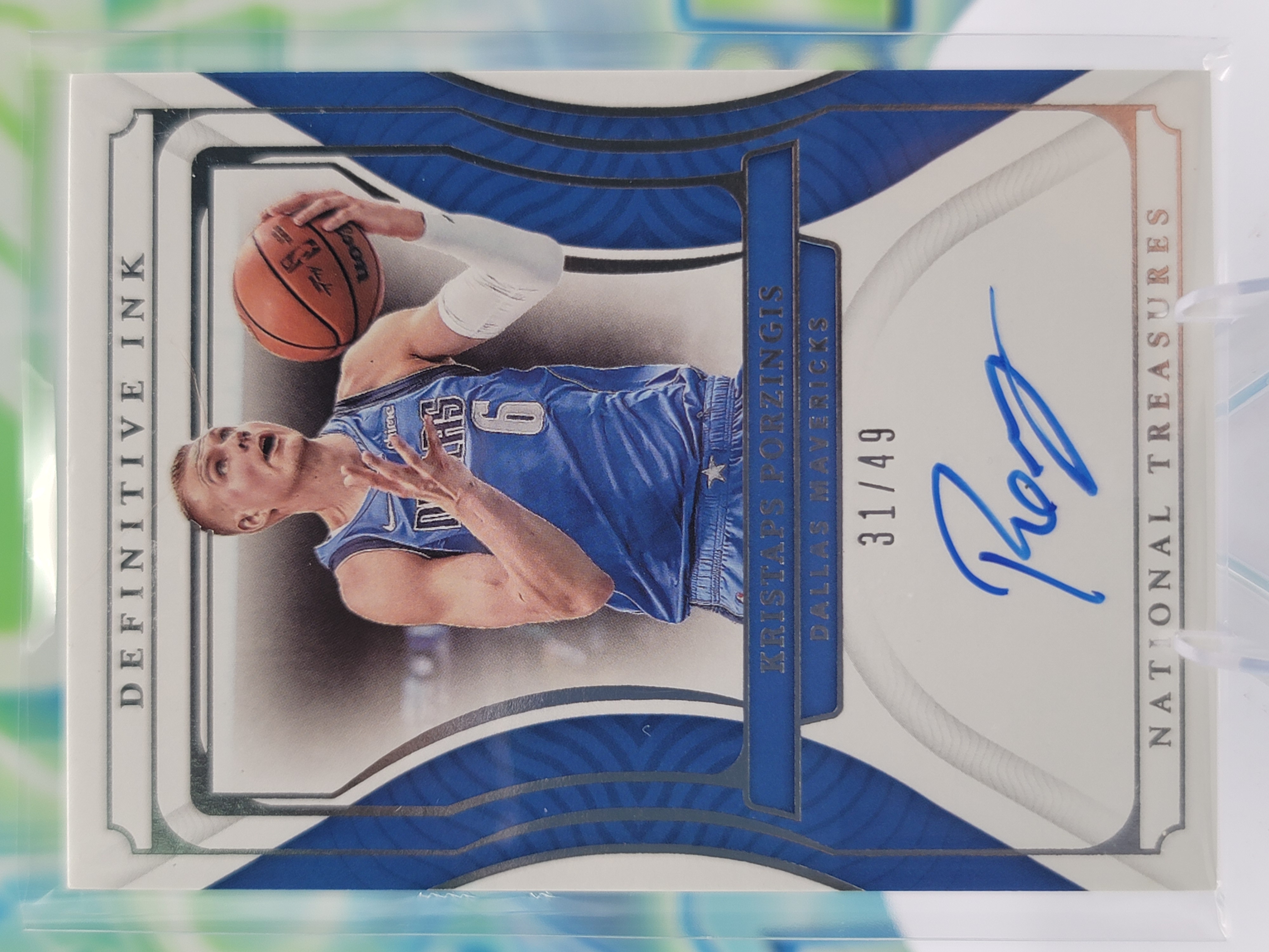 2022 Panini National Treasures Kristaps Porzingis — 2022 Panini National Treasures Definitive Ink Kristaps Porzingis Autograph #31 of 49