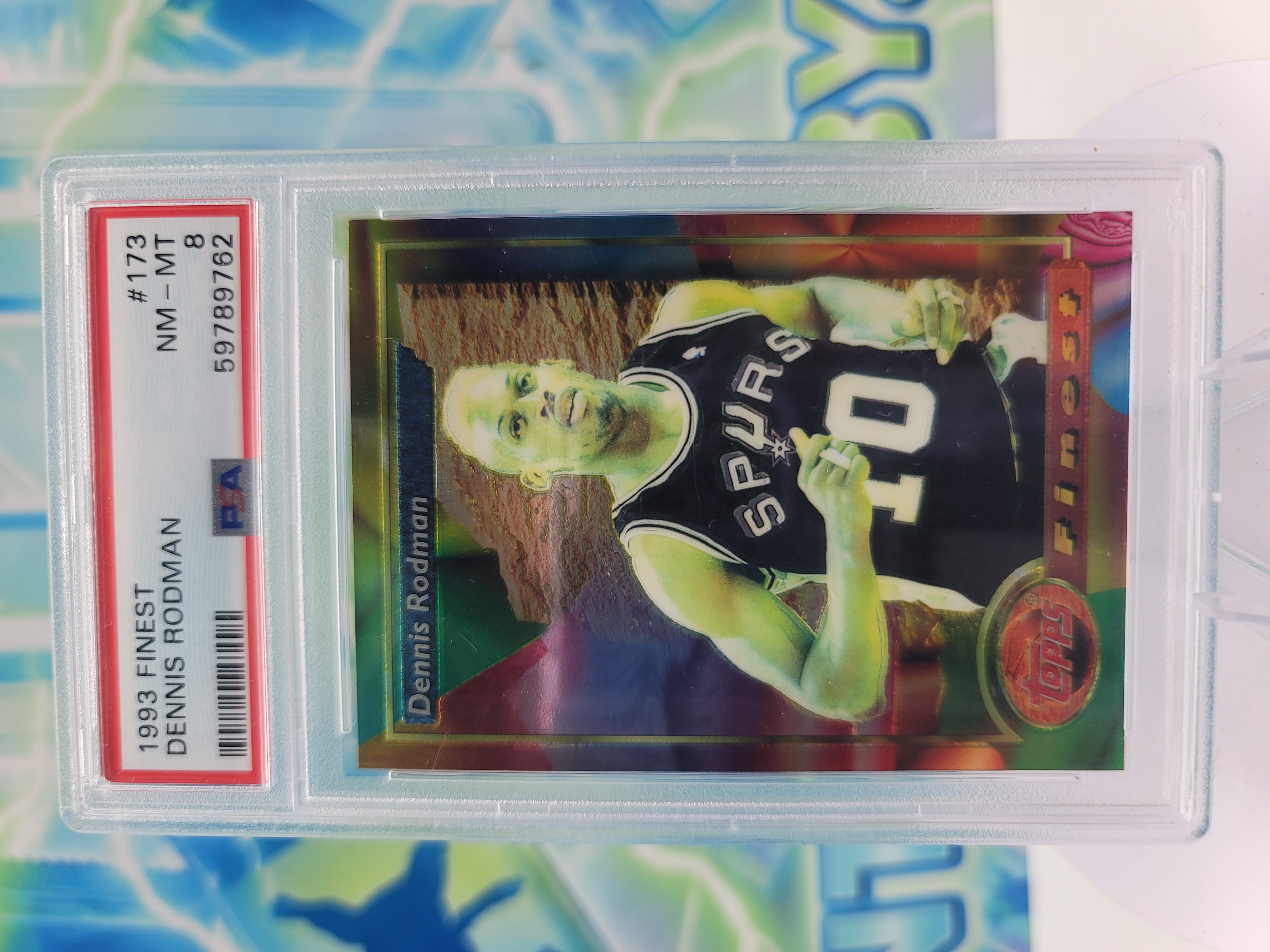 1993 Topps Finest Dennis Rodman — 1993 Topps Finest Dennis Rodman PSA 8.0