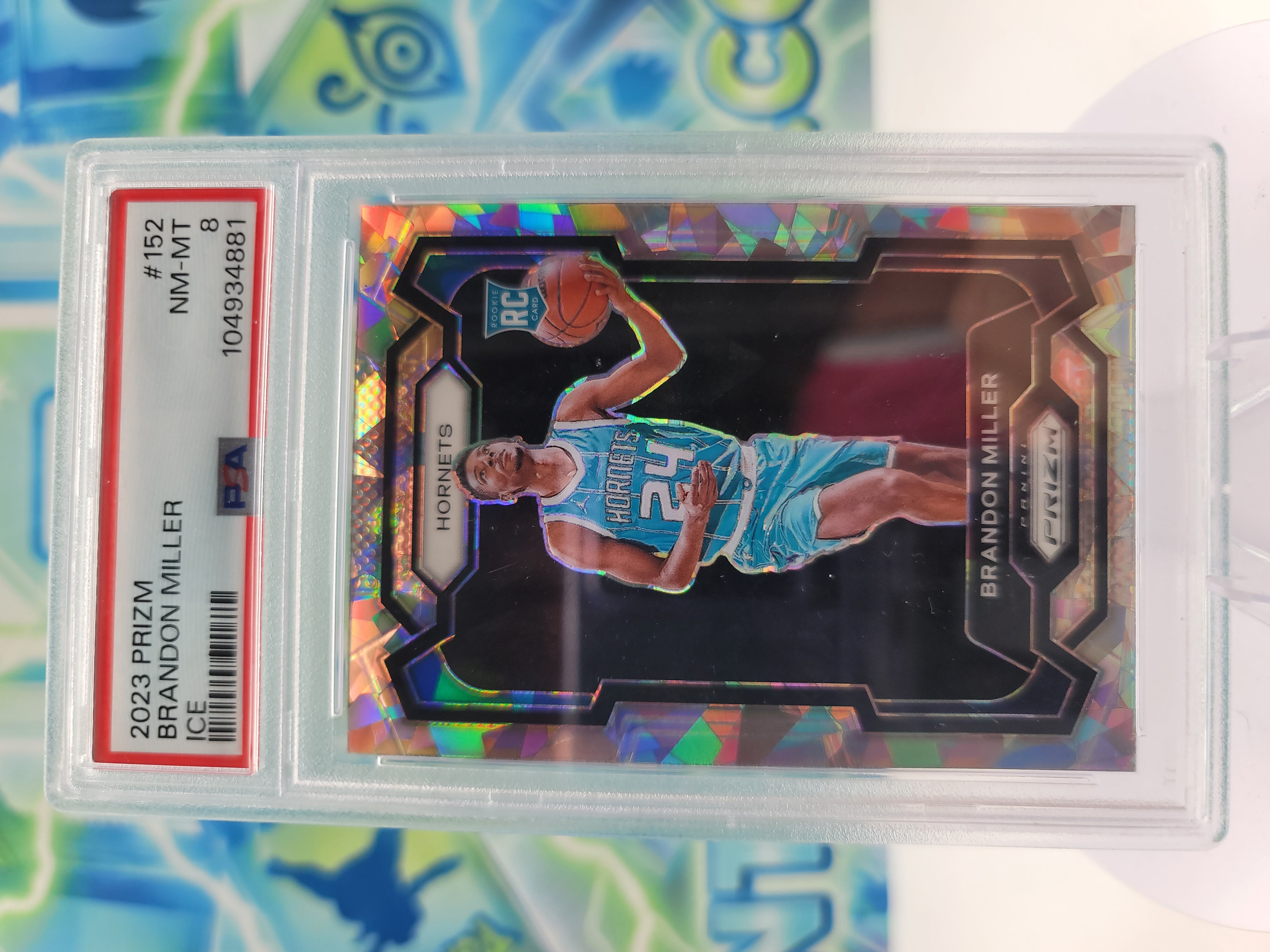 2024 Panini Prizm Brandon Miller — 2024 Panini Prizm Ice Brandon Miller Rookie PSA 8.0