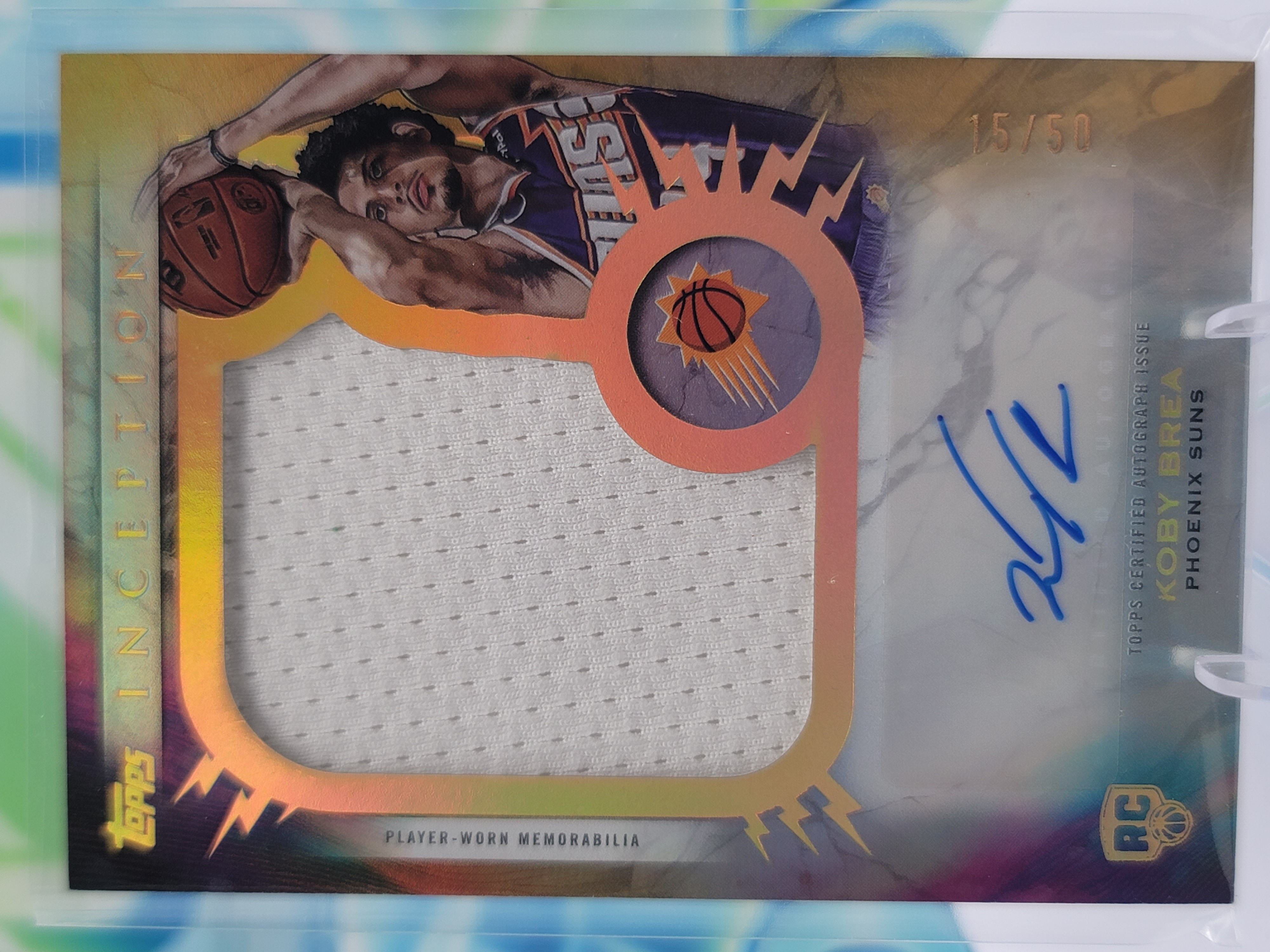 2026 Topps Inception Koby Brea — 2026 Topps Inception Rookie Jumbo Autographed Relics Gold Electricity Koby Brea RPA #15 of 50