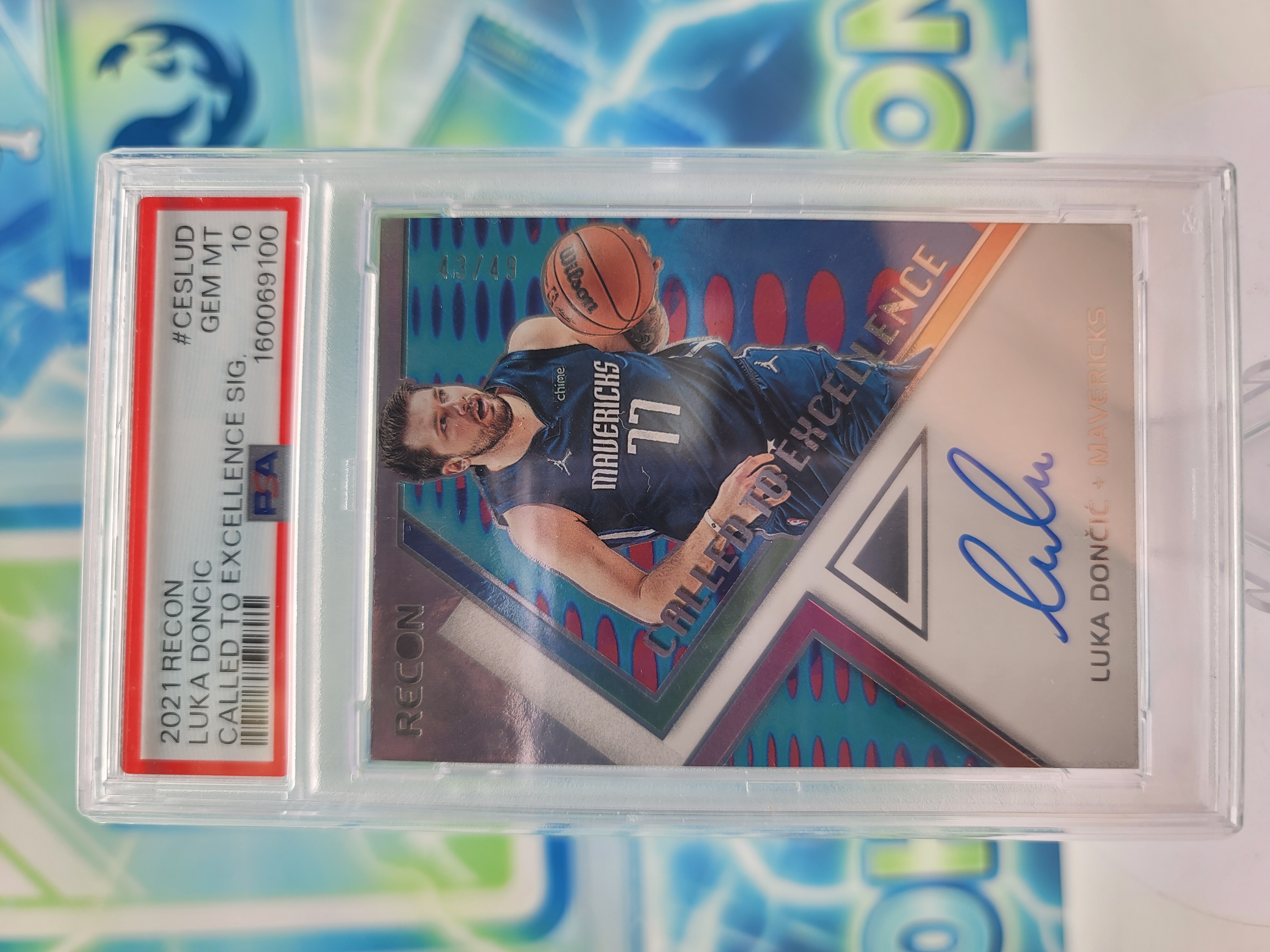 2021 Panini Recon Luka Doncic — 2021 Panini Recon Called to Excellence Luka Doncic Autograph PSA 10 #/ 49