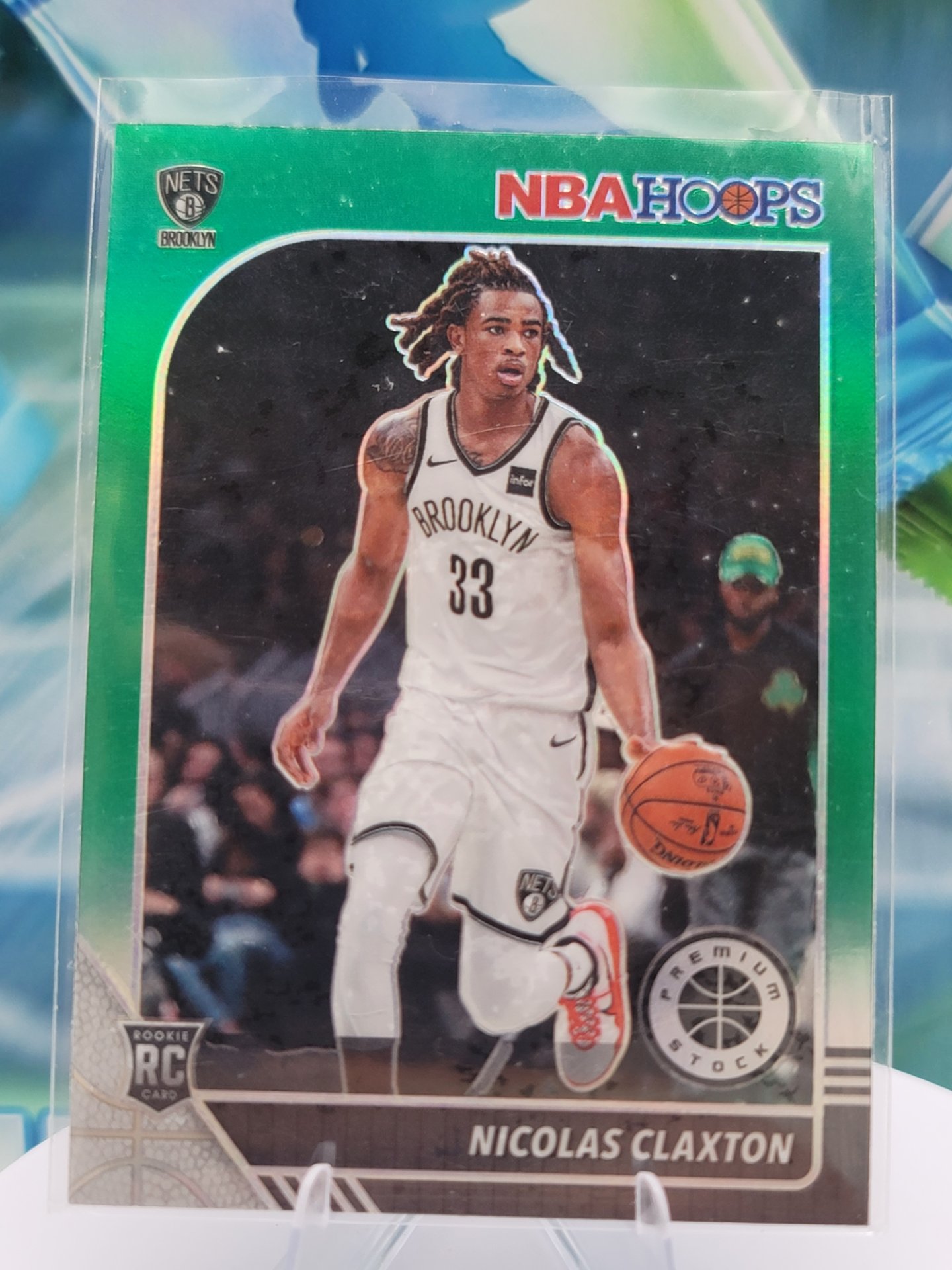 2020 Panini NBA Hoops Nicolas Claxton — 2020 Panini NBA Hoops Premium Stock Green Nicolas Claxton Rookie