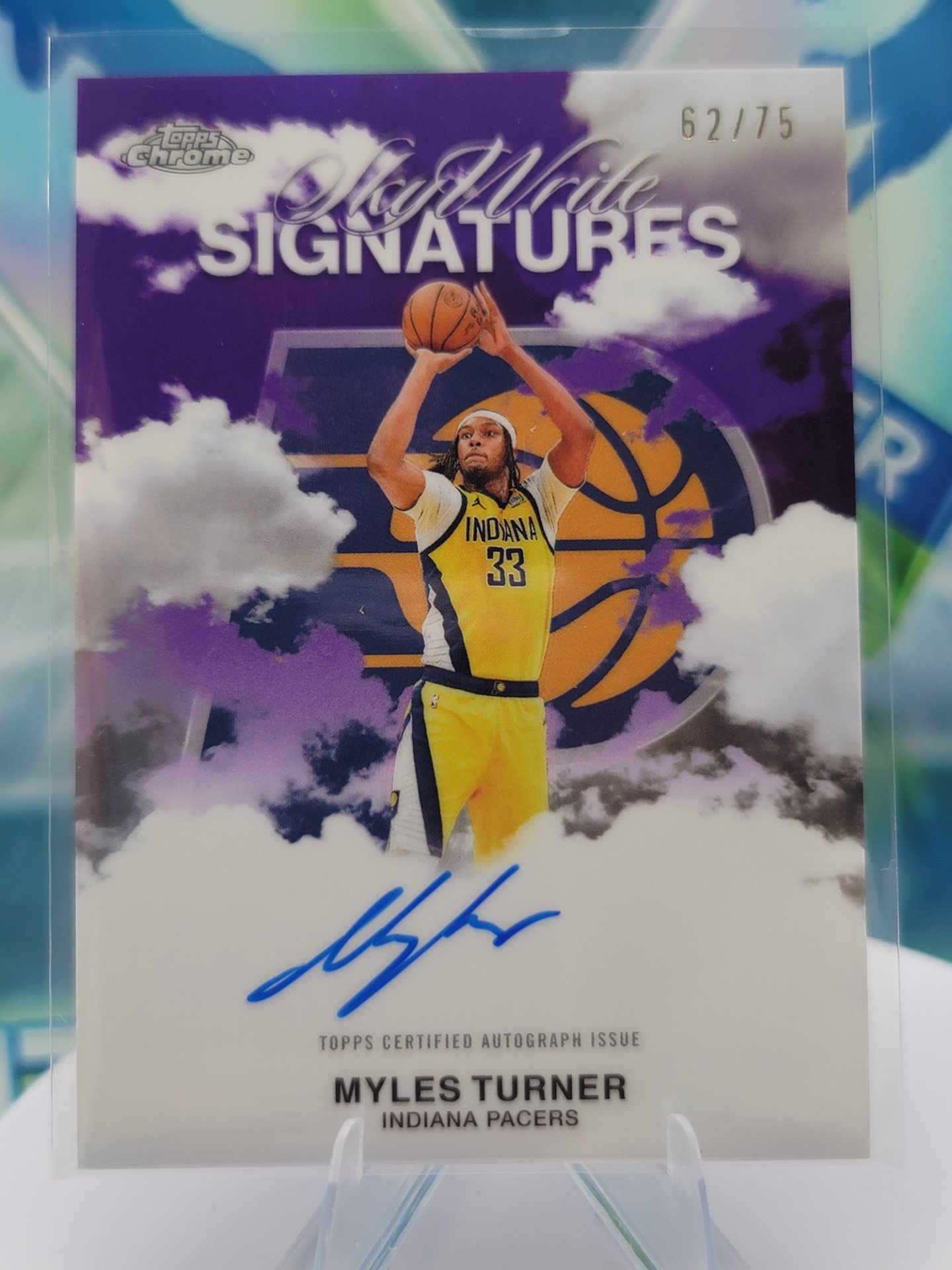 2025 Topps Topps Chrome Myles Turner — 2025 Topps Topps Chrome Sky-Write Signatures Auto Myles Turner #62 of 75 Autograph