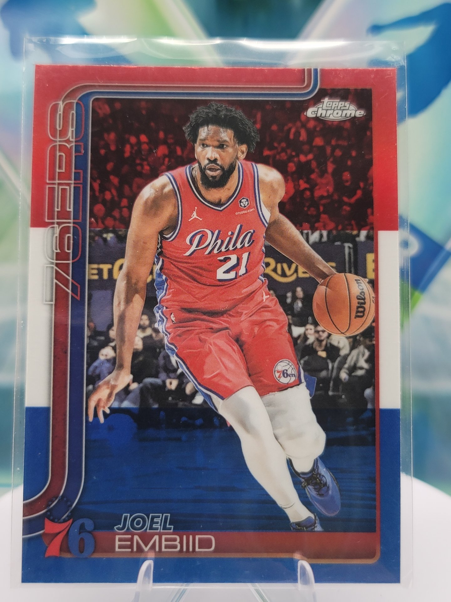 2025 Topps Topps Chrome Joel Embiid — 2025 Topps Topps Chrome Red White Blue Joel Embiid