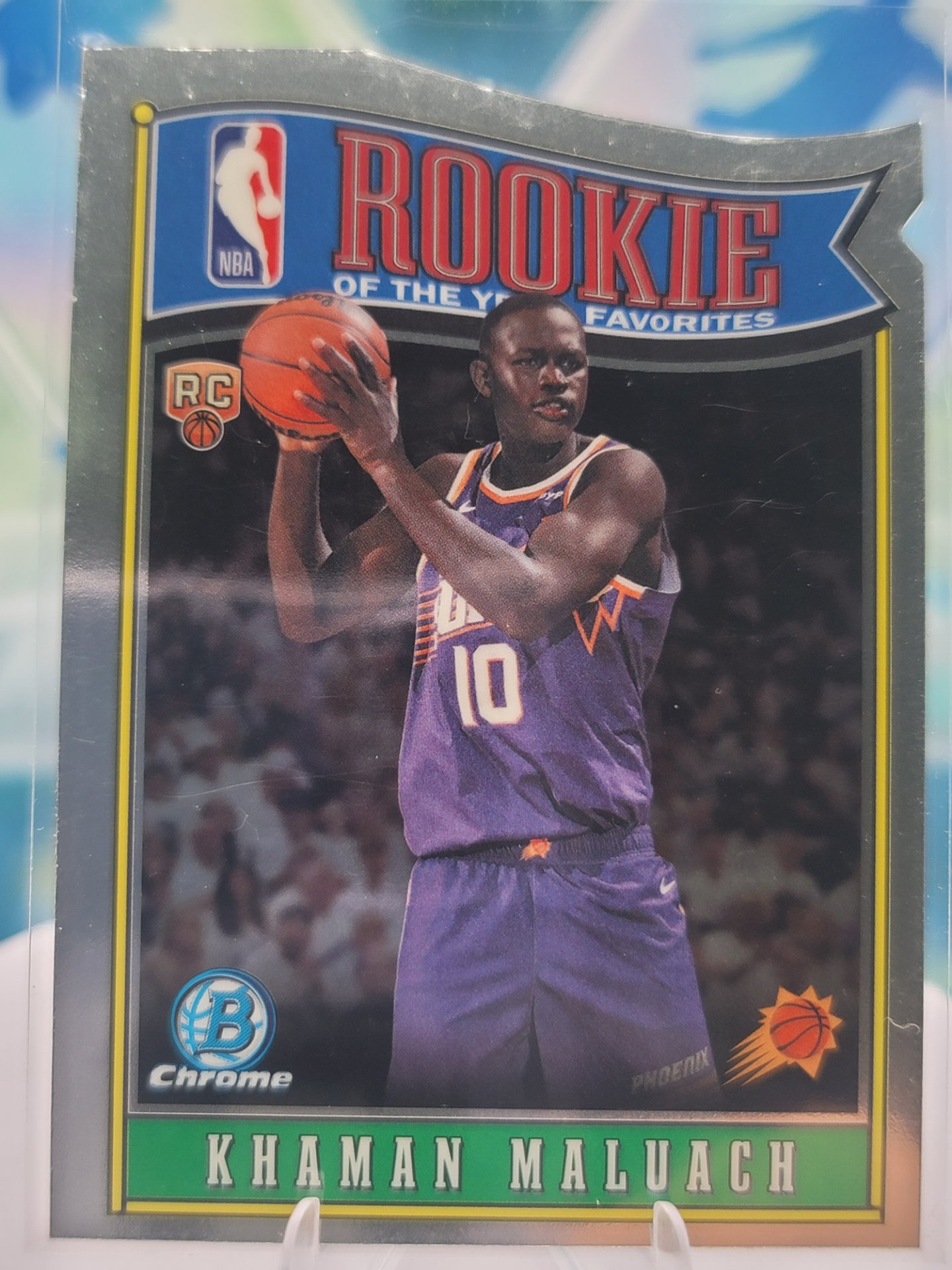 2025 Topps Bowman Khaman Maluach — 2025 Topps Bowman Chrome ROY Favorites Die-Cut Khaman Maluach Rookie