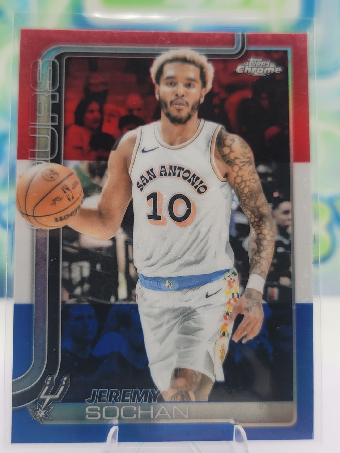2025 Topps Topps Chrome Jeremy Sochan — 2025 Topps Topps Chrome Red White Blue Jeremy Sochan