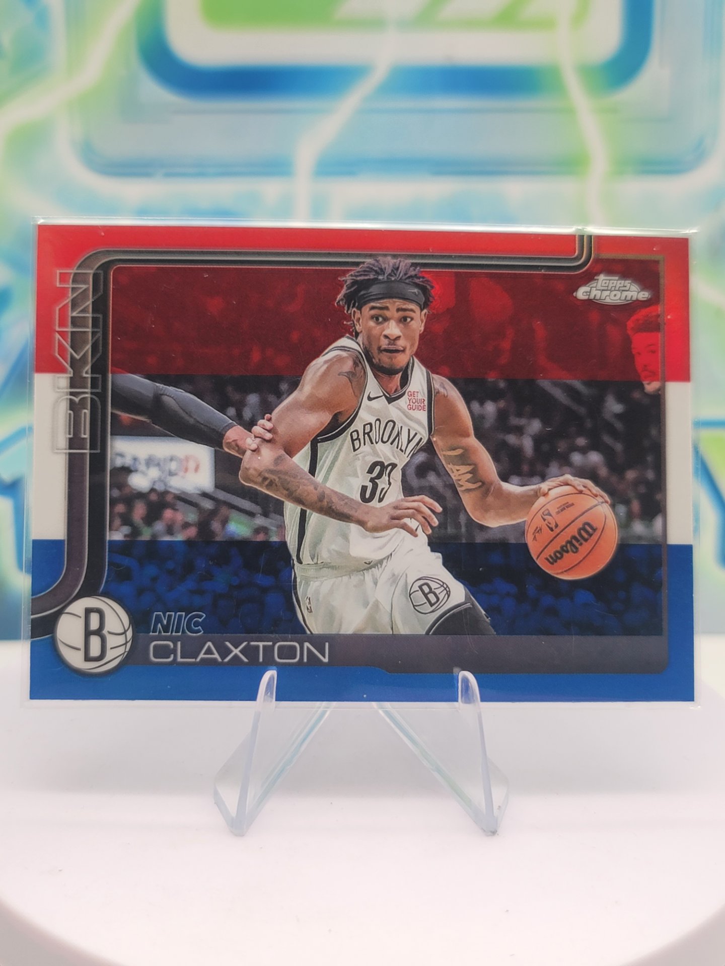 2025 Topps Topps Chrome Nic Claxton — 2025 Topps Topps Chrome Red White Blue Nic Claxton