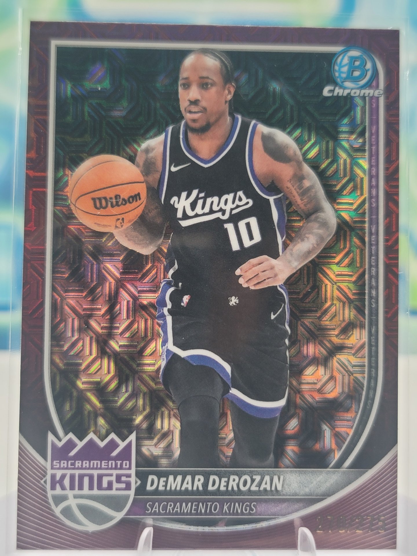 2025 Topps Bowman DeMar DeRozan — 2025 Topps Bowman Chrome Burgundy Mojo DeMar DeRozan #270 of 275