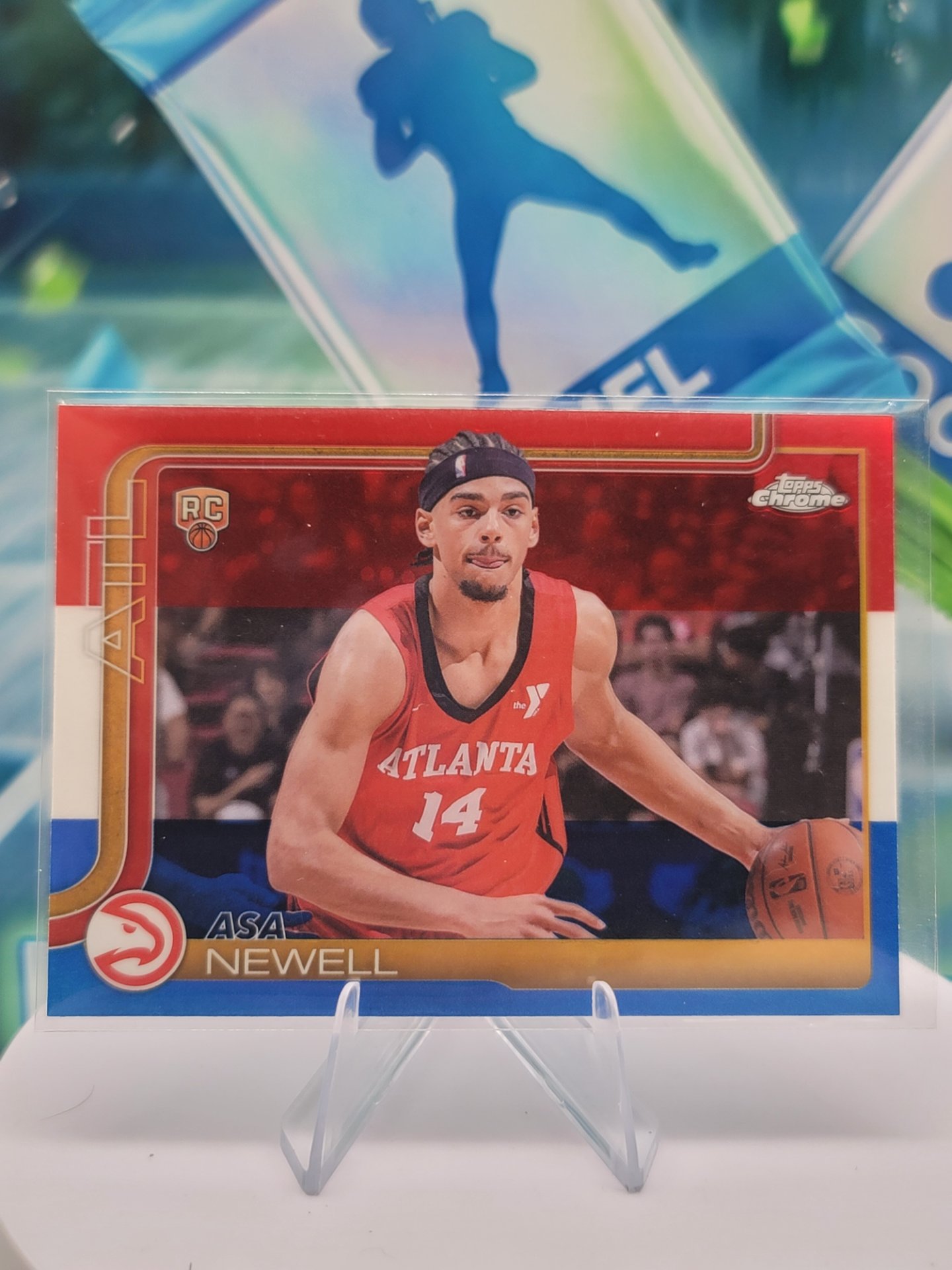 2025 Topps Topps Chrome Asa Newell — 2025 Topps Topps Chrome Red White Blue Asa Newell Rookie