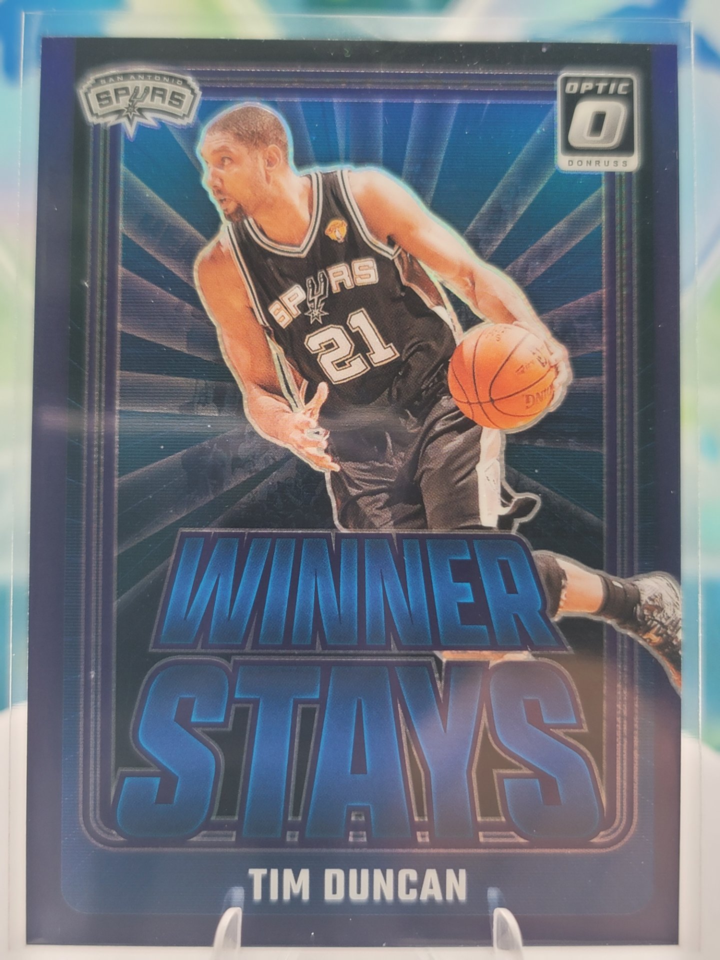 2025 Panini Donruss Optic Tim Duncan — 2025 Panini Donruss Optic Winner Stays Purple Refractor Tim Duncan