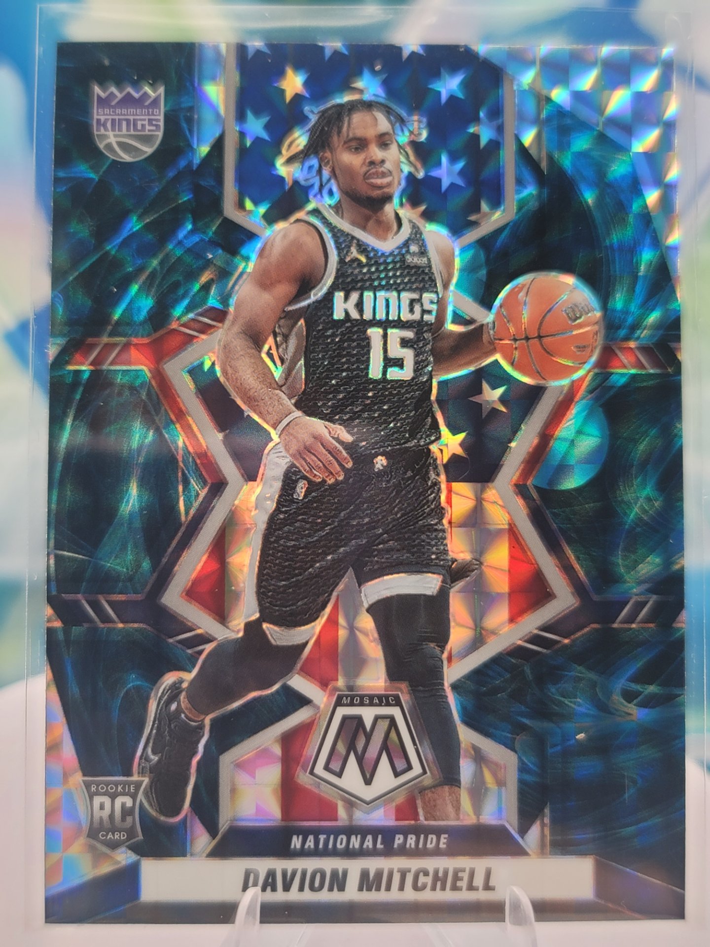2022 Panini Mosaic Davion Mitchell — 2022 Panini Mosaic National Pride X-Fractor Davion Mitchell Rookie
