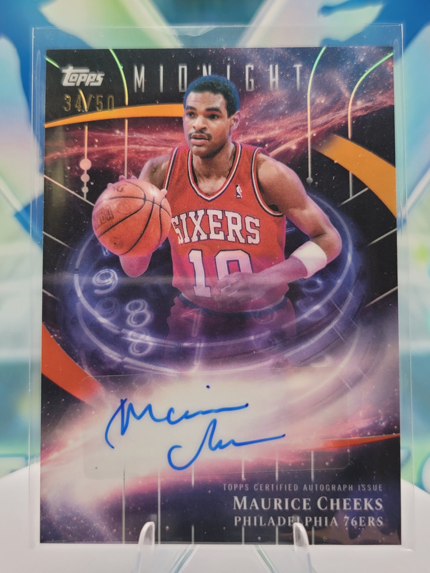 2025 Topps Topps Flagship Maurice Cheeks — 2025 Topps Topps Flagship Midnight Auto Maurice Cheeks #34 of 50 Autograph