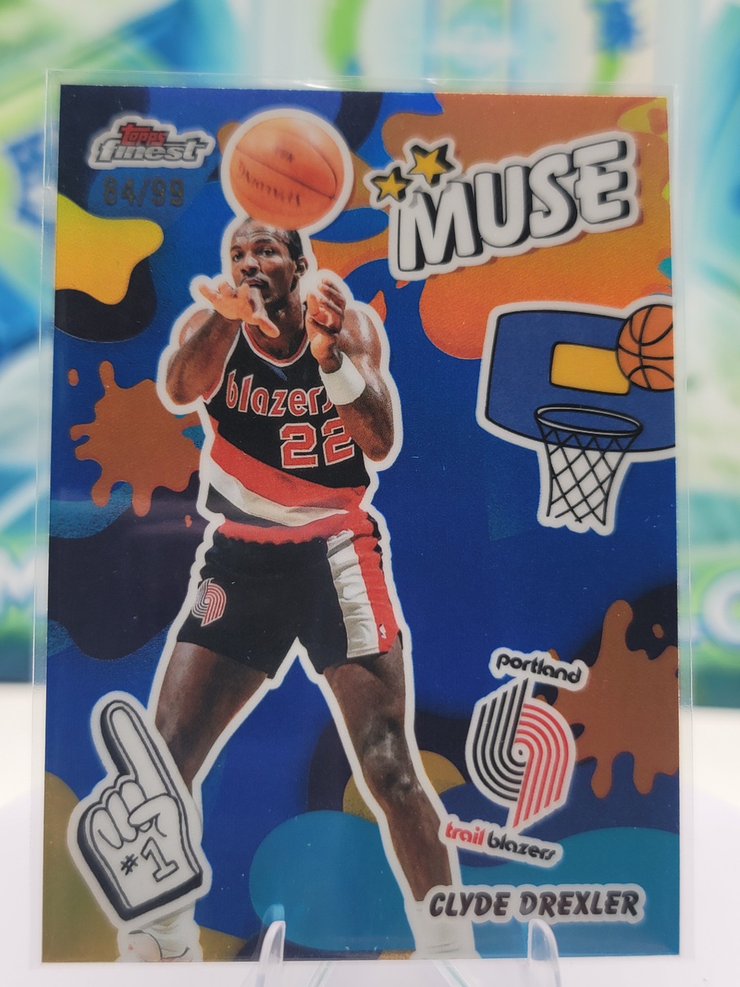2026 Topps Topps Finest Clyde Drexler — 2026 Topps Topps Finest Muse Refractor Clyde Drexler #84 of 99