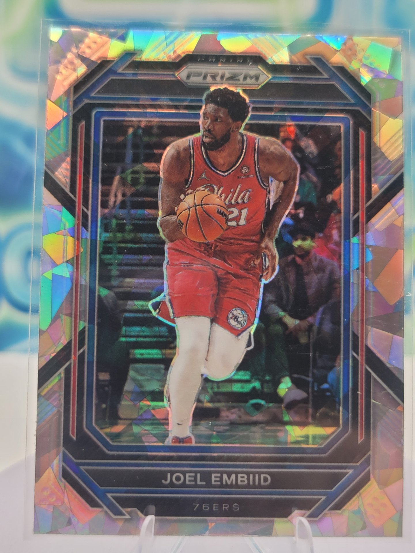 2023 Panini Prizm Joel Embiid — 2023 Panini Prizm Cracked Ice Joel Embiid