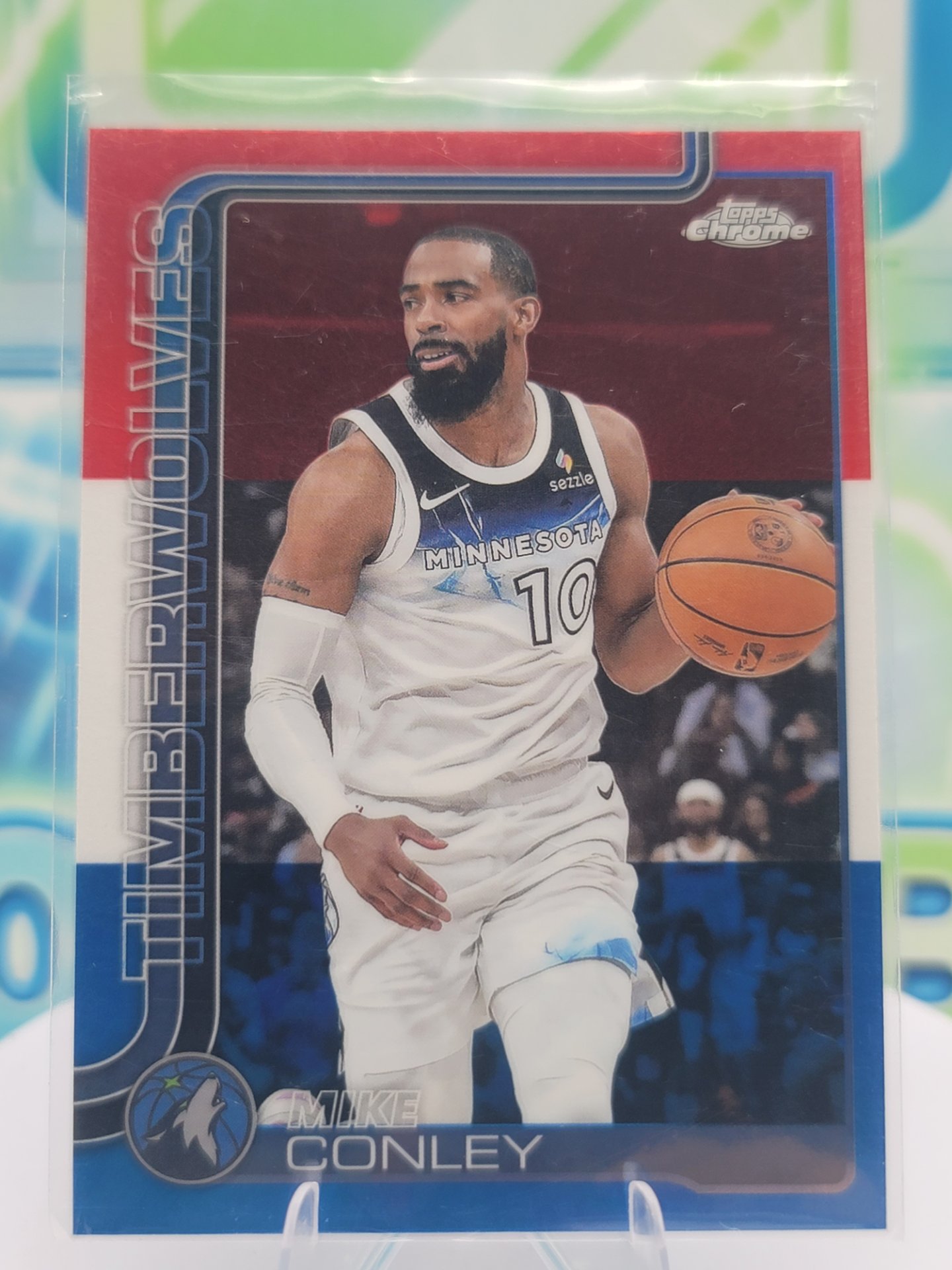 2025 Topps Topps Chrome Mike Conley — 2025 Topps Topps Chrome Red White Blue Mike Conley