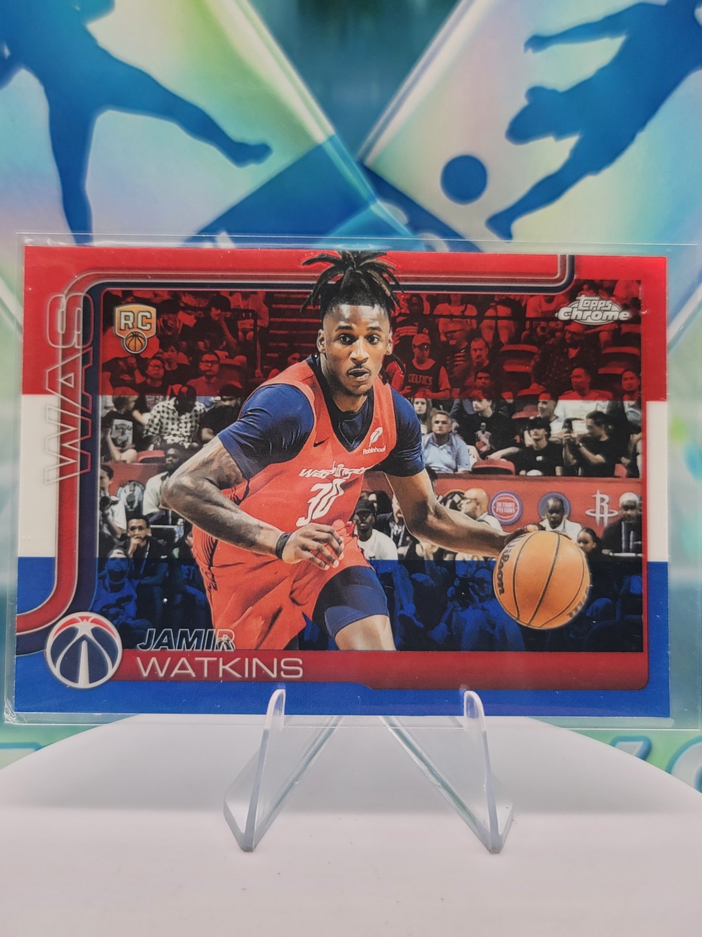 2025 Topps Topps Chrome Jamir Watkins — 2025 Topps Topps Chrome Red White Blue Jamir Watkins Rookie