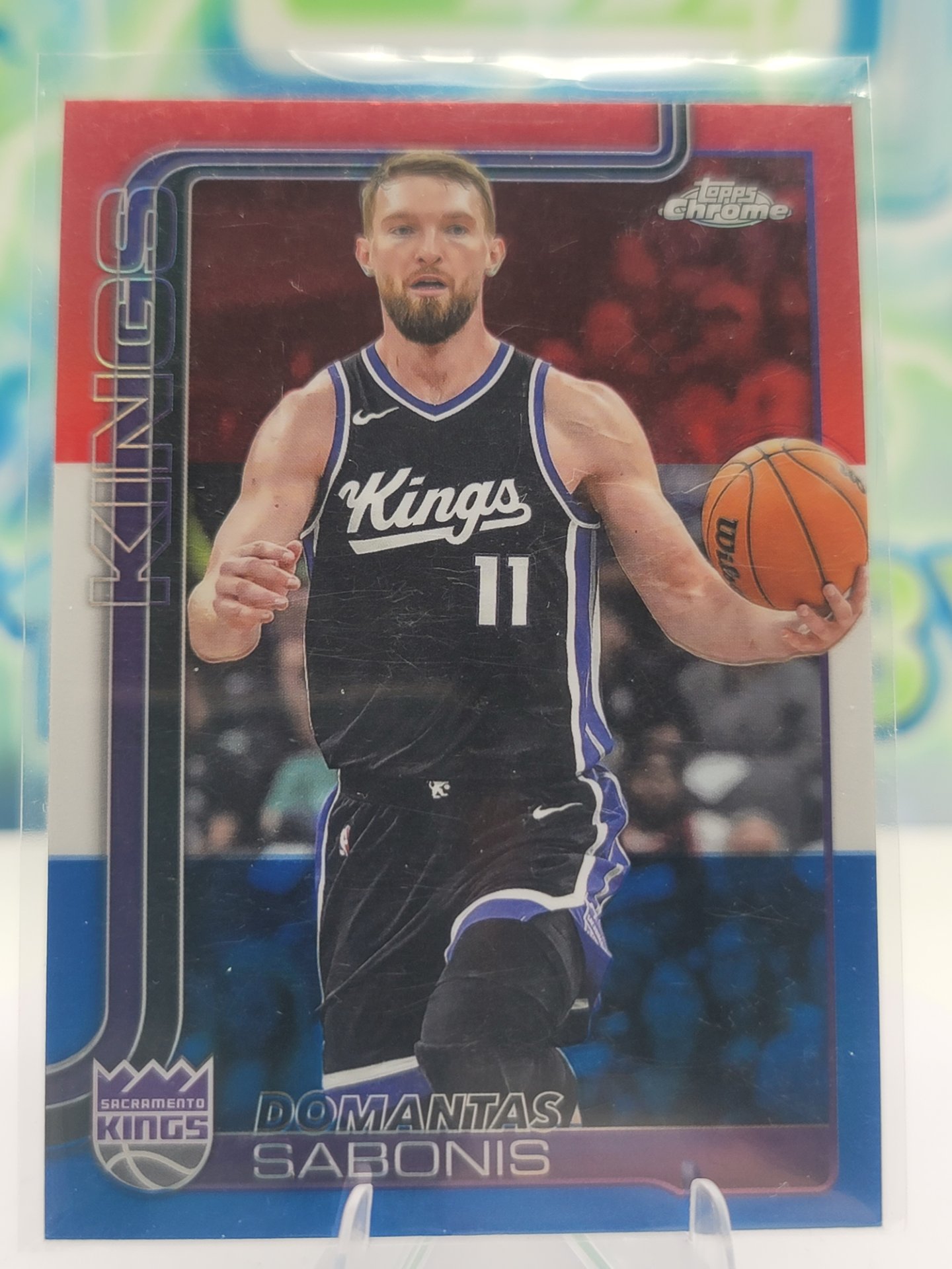 2025 Topps Topps Chrome Domantas Sabonis — 2025 Topps Topps Chrome Red White Blue Domantas Sabonis