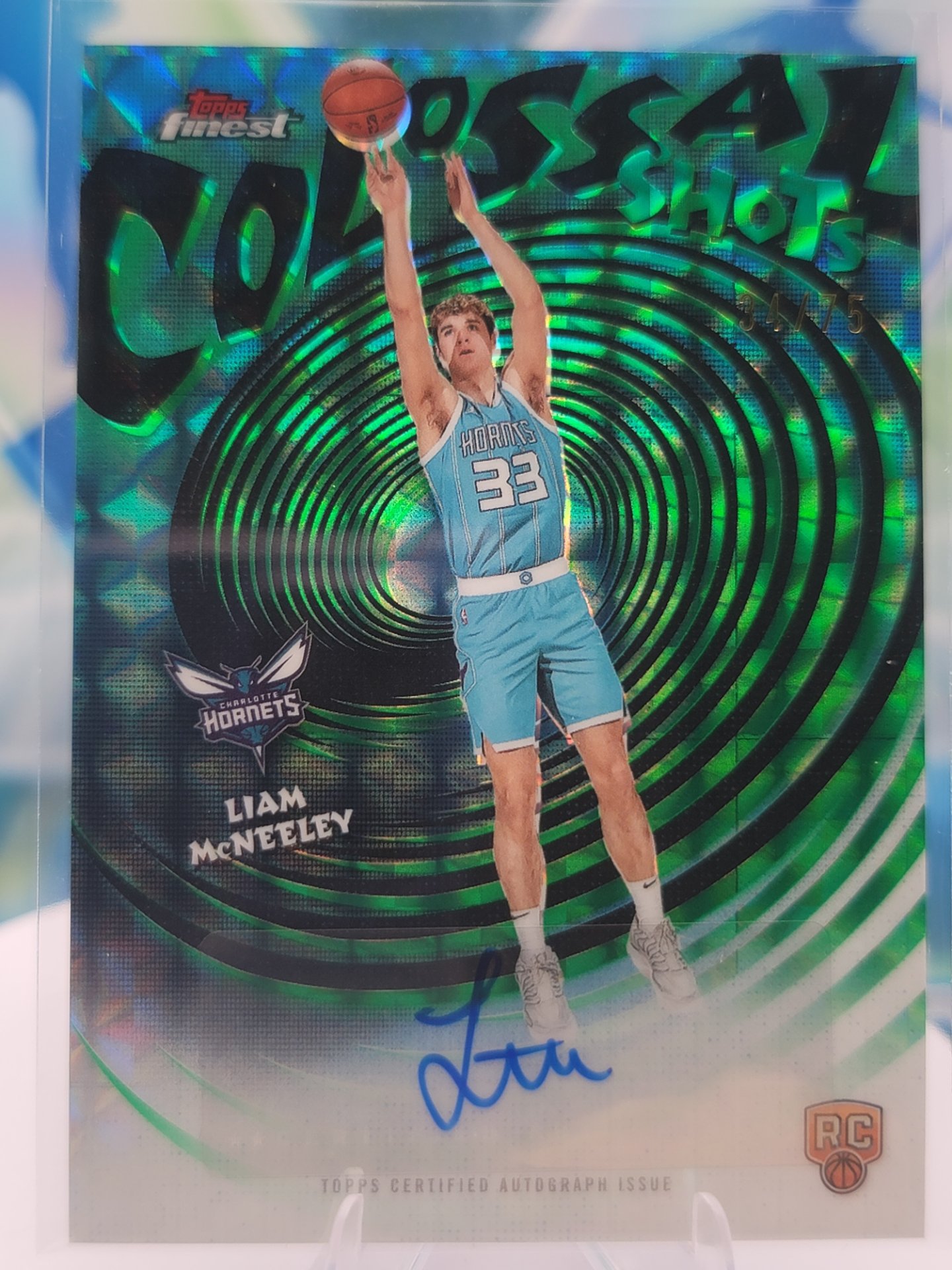 2026 Topps Topps Finest Liam McNeeley — 2026 Topps Topps Finest Colossal Shots Green X-Fractor Liam McNeeley 34 of 75 Rookie Autograph