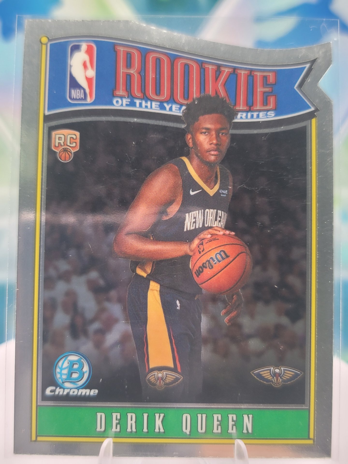 2025 Topps Bowman Derik Queen — 2025 Topps Bowman Chrome ROY Favorites Die-Cut Derik Queen Rookie