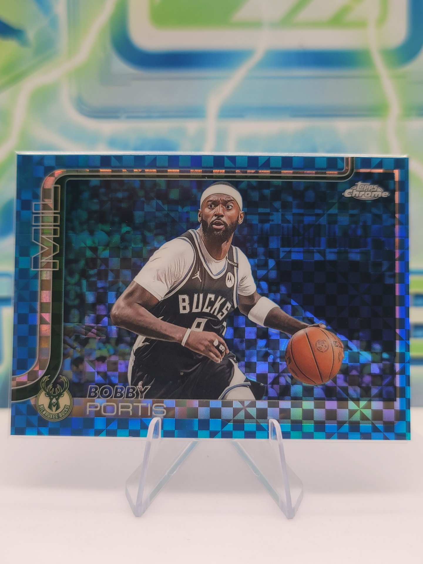 2025 Topps Topps Chrome Bobby Portis — 2025 Topps Topps Chrome Blue X-Fractor Bobby Portis