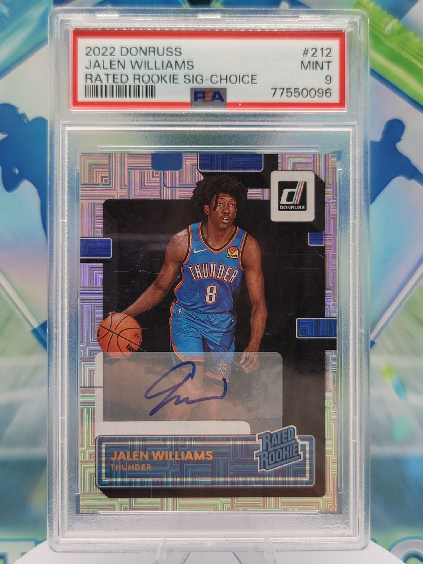 2023 Panini Donruss Jalen Williams — 2023 Panini Donruss Rated Rookies Mojo Refractor Jalen Williams Rookie Autograph PSA 9.0