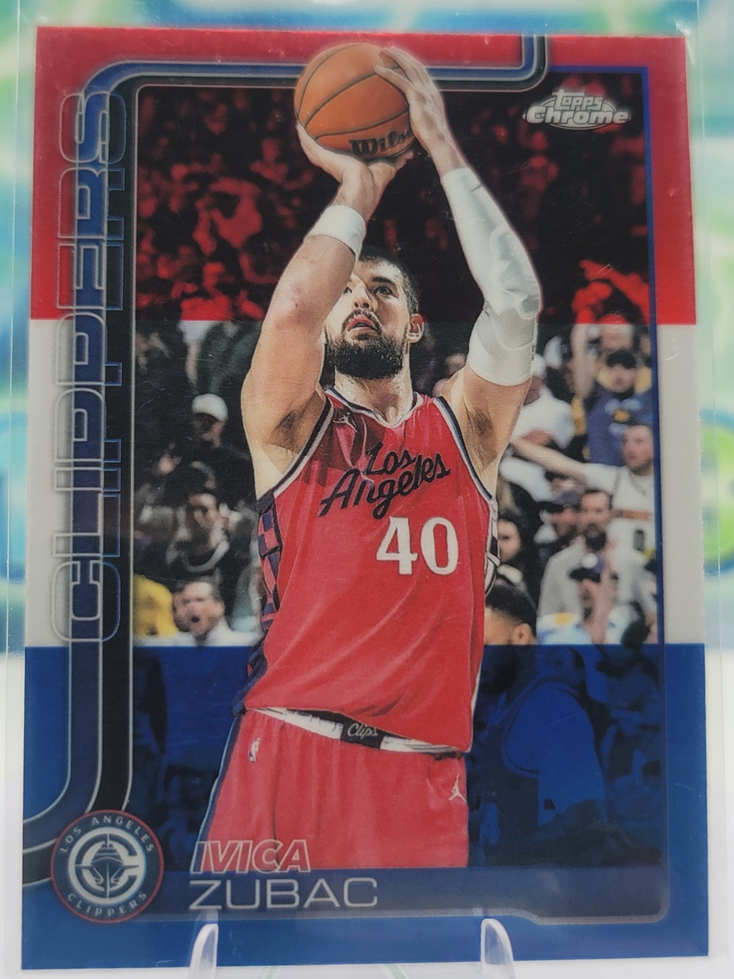 2025 Topps Topps Chrome Ivica Zubac — 2025 Topps Topps Chrome Red White Blue Ivica Zubac