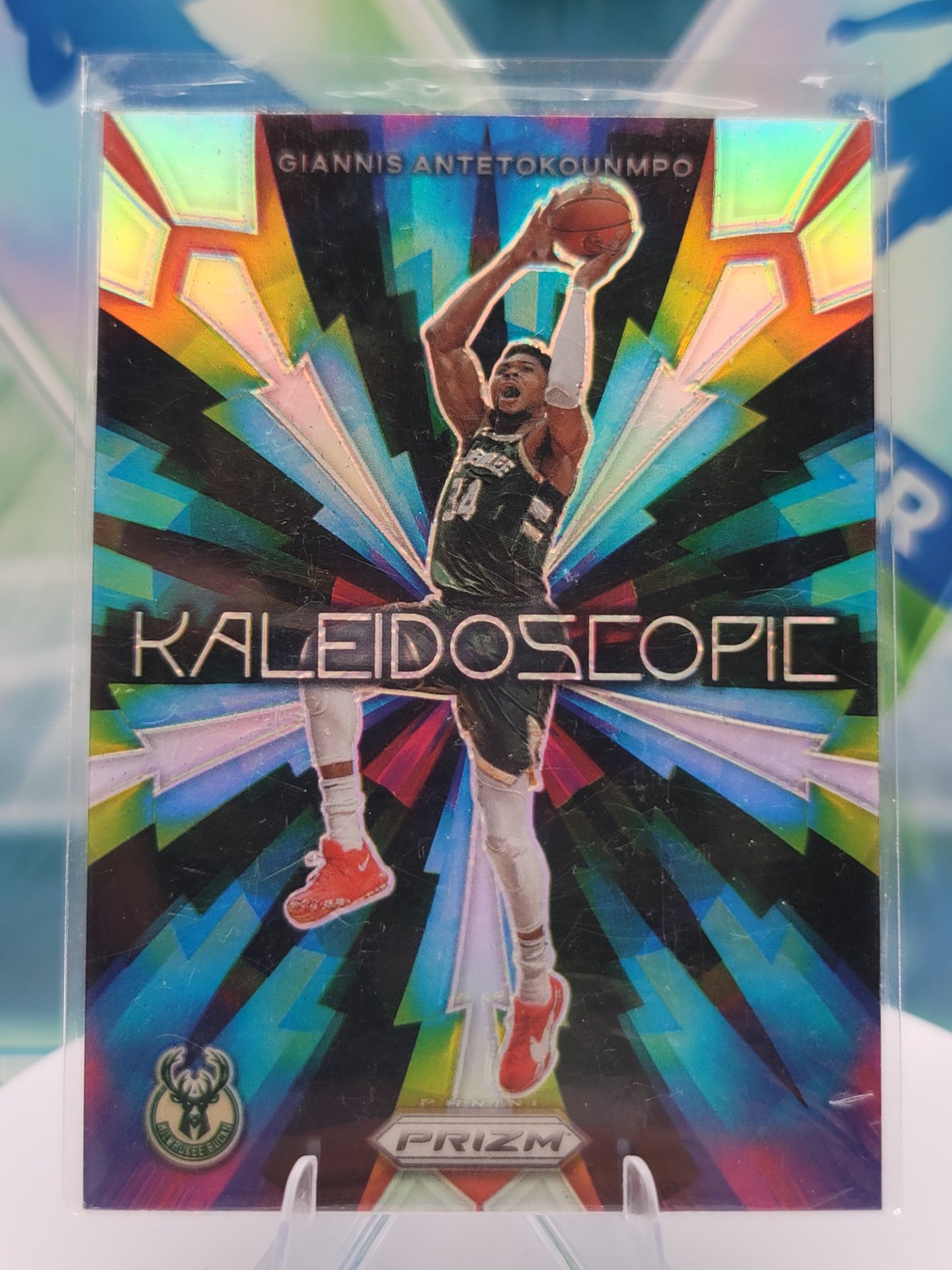 2024 Panini Prizm Giannis Antetokounmpo — 2024 Panini Prizm Kaleidoscopic Refractor Giannis Antetokounmpo