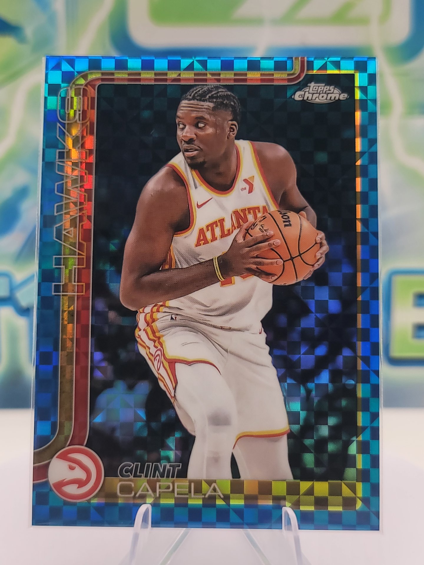 2025 Topps Topps Chrome Clint Capela — 2025 Topps Topps Chrome Blue X-Fractor Clint Capela