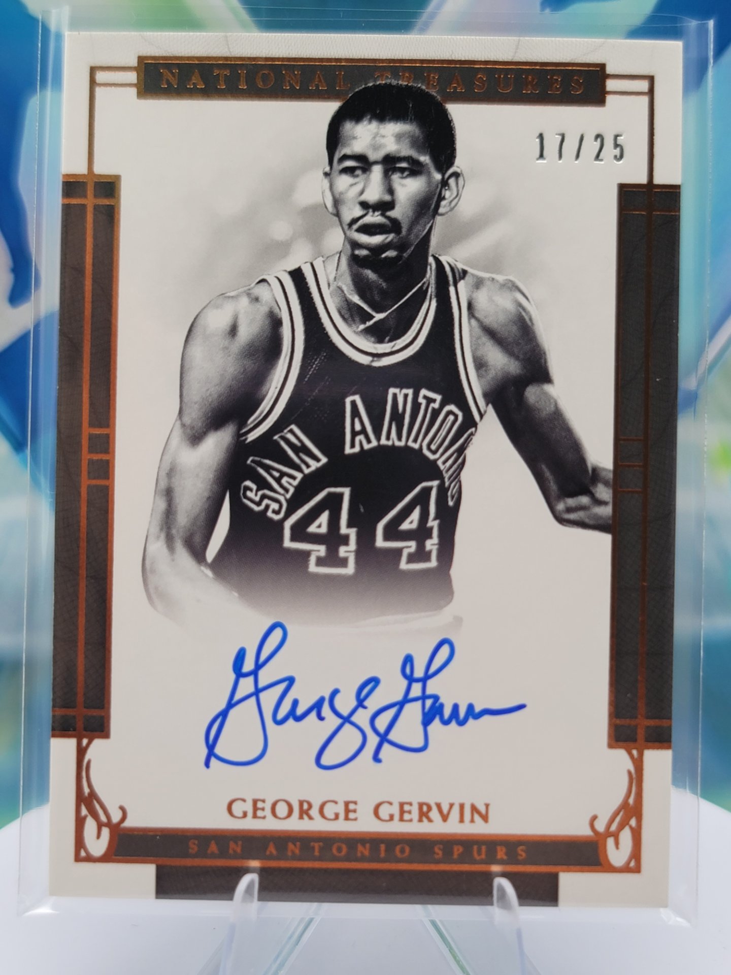 2017 Panini National Treasures George Gervin — 2017 Panini National Treasures Auto George Gervin #17 of 25 Autograph