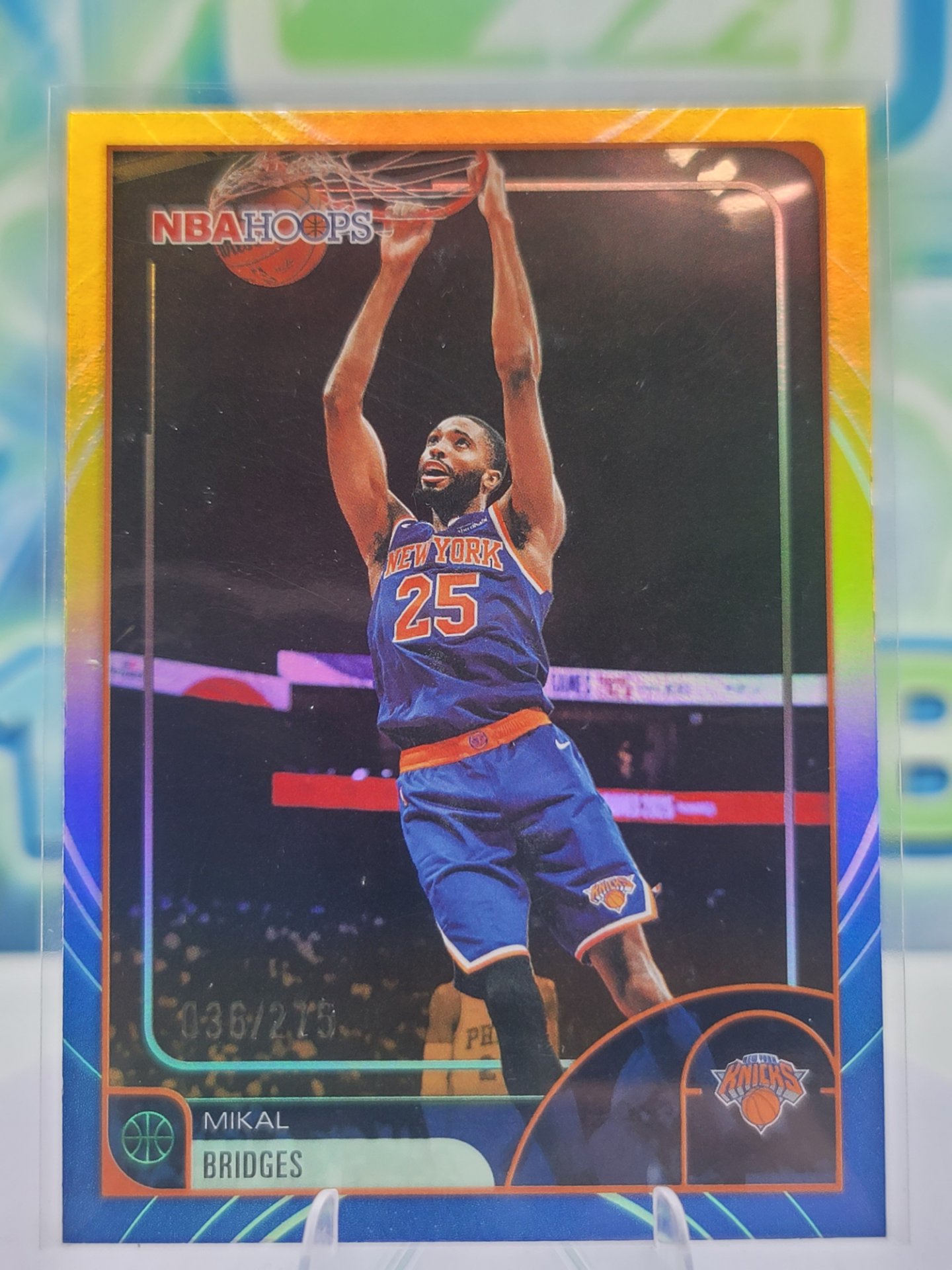 2026 Topps NBA Hoops Mikal Bridges — 2026 Topps NBA Hoops Rainbow Blue and Yellow Mikal Bridges #36 of 275