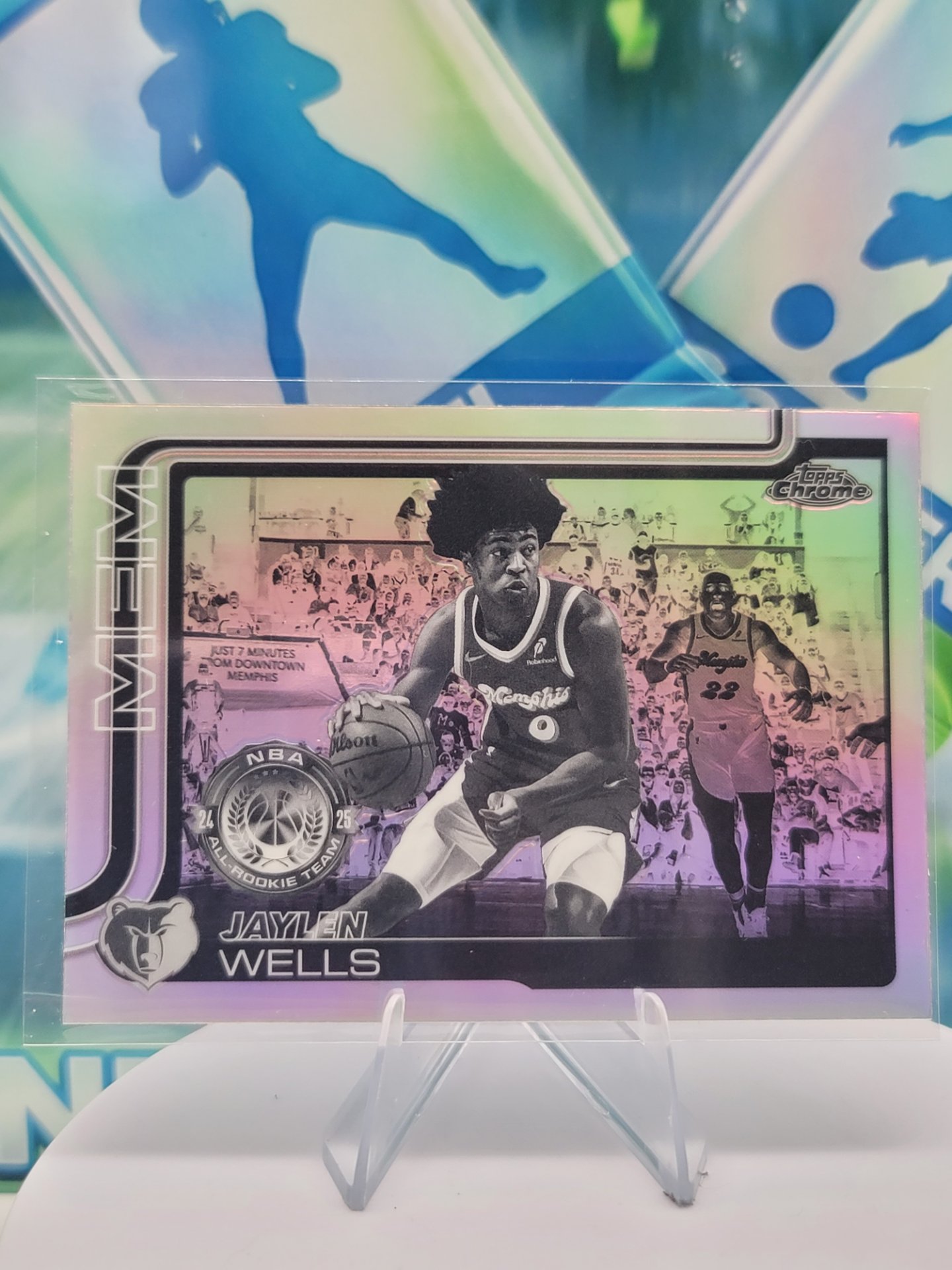 2025 Topps Topps Chrome Jaylen Wells — 2025 Topps Topps Chrome Black White Refractor Jaylen Wells Rookie