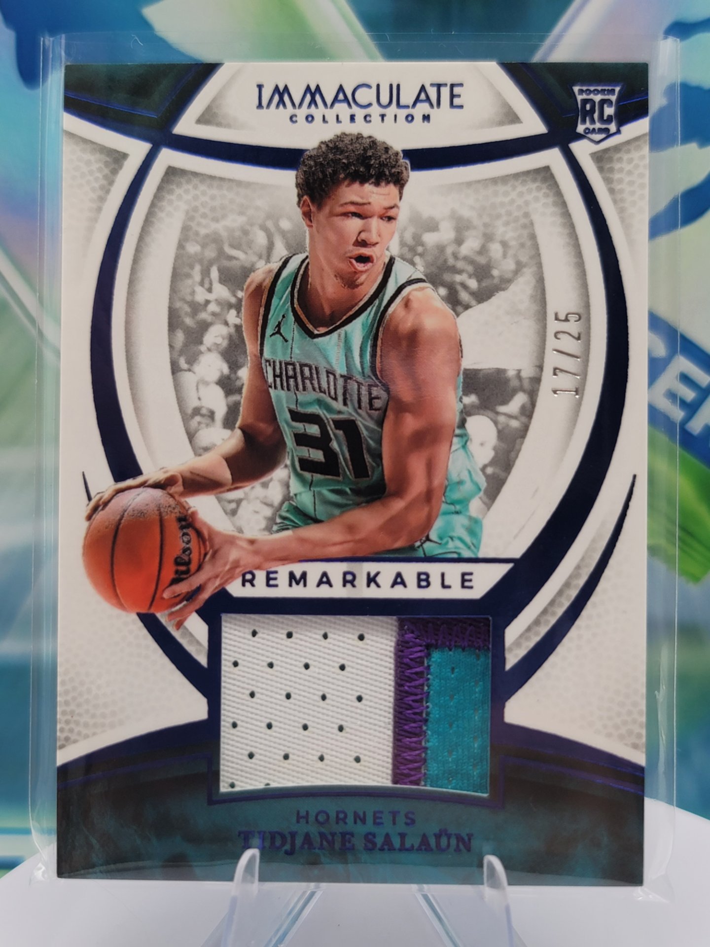 2025 Panini Immaculate Tidjane Salaun — 2025 Panini Immaculate Remarkable Patch Tidjane Salaun #17 of 25 Rookie Patch/Memorabilia