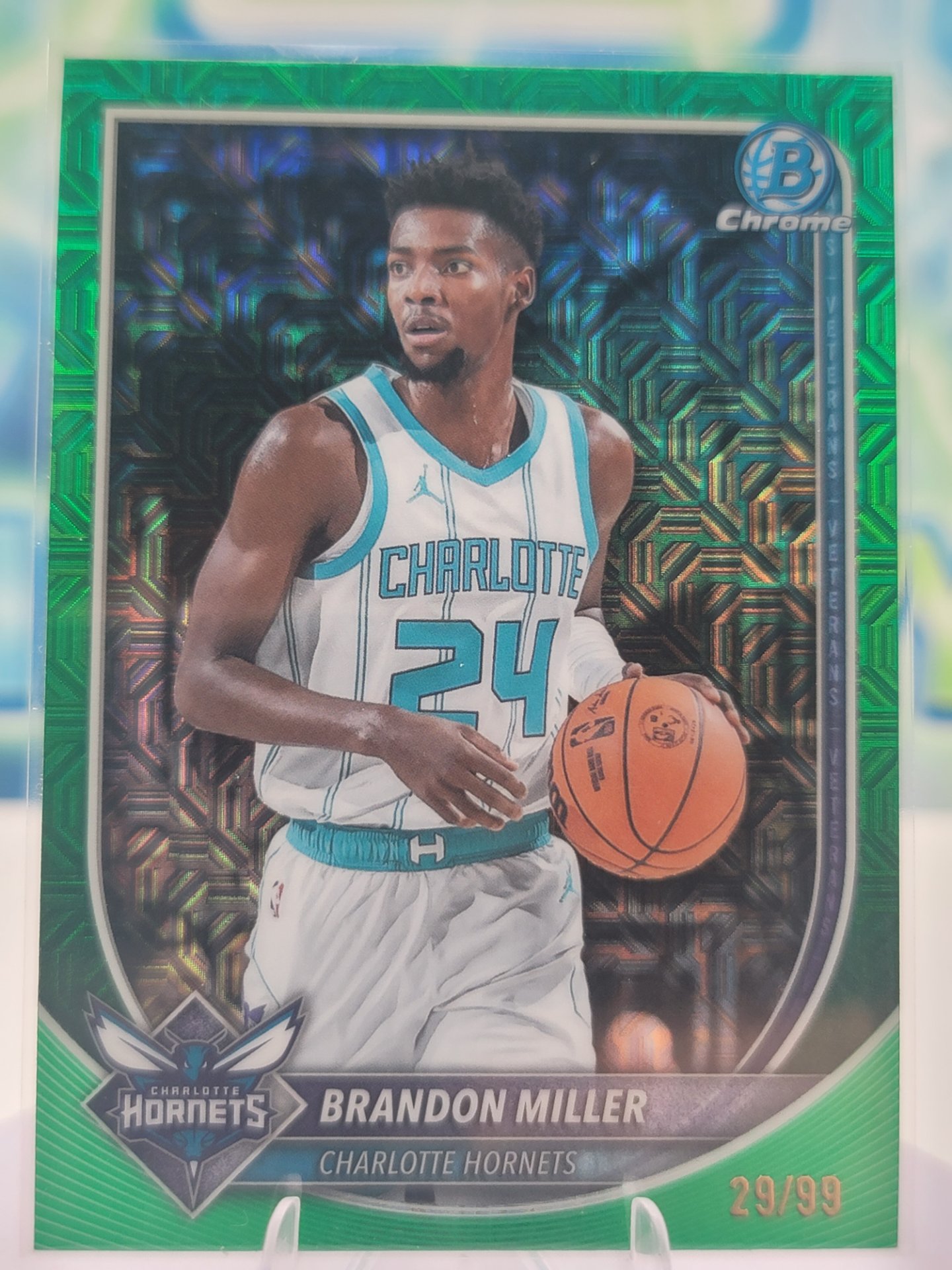 2025 Topps Bowman Brandon Miller — 2025 Topps Bowman Chrome Green Mojo Brandon Miller #29 of 99