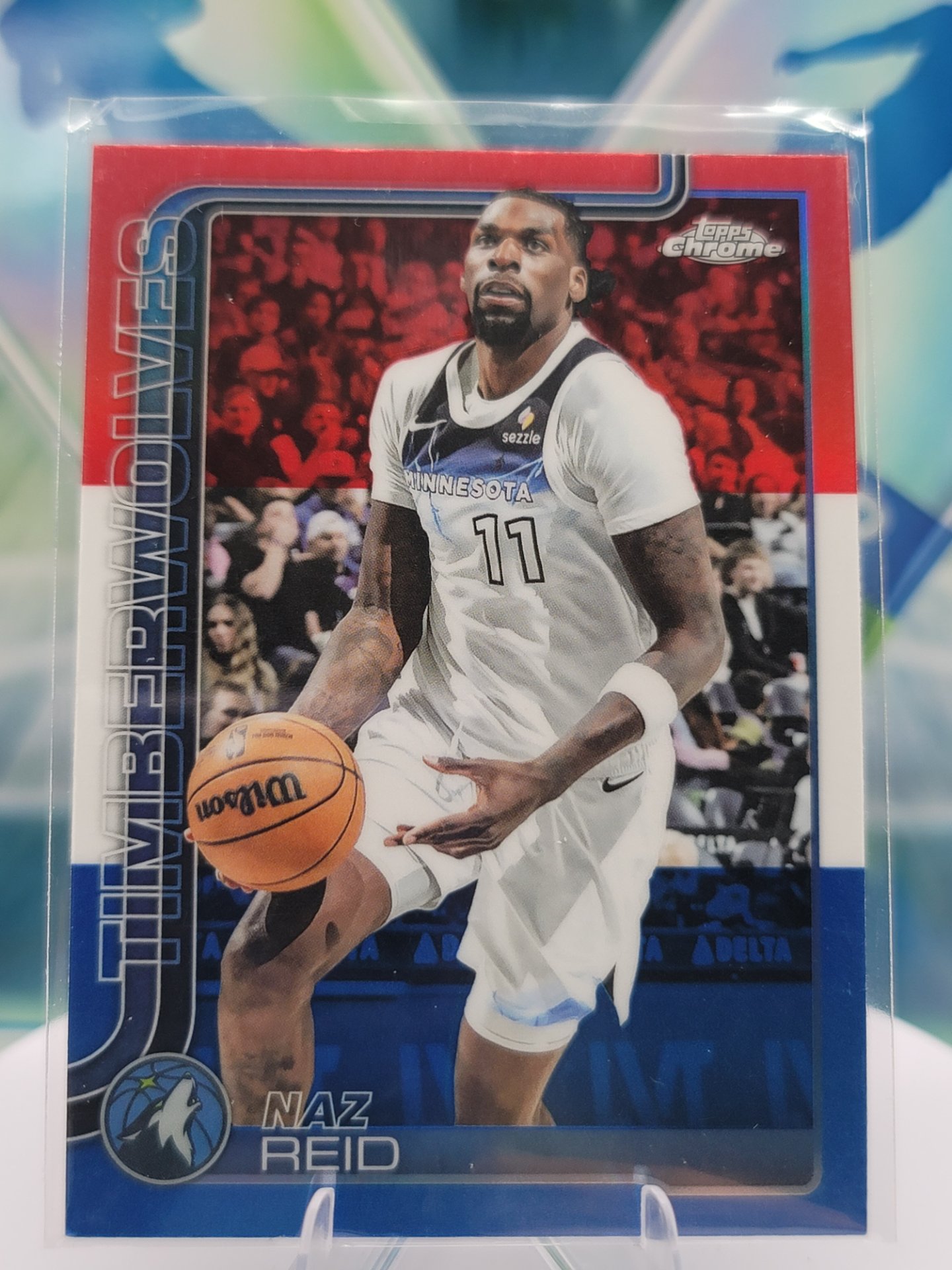 2025 Topps Topps Chrome Naz Reid — 2025 Topps Topps Chrome Red White Blue Naz Reid