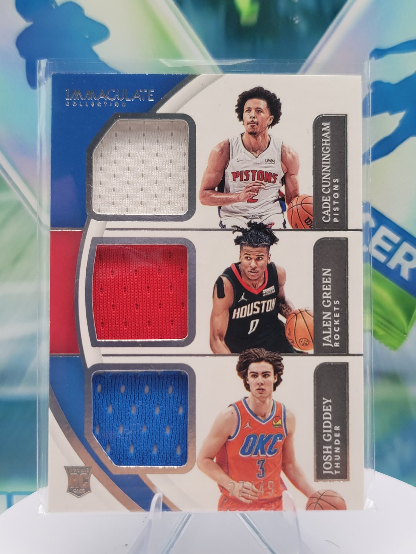 2022 Panini Immaculate Cade Cunningham/Jalen Green/Josh Giddey — 2022 Panini Immaculate Patch Cade Cunningham/Jalen Green/Josh Giddey #27 of 49 Rookie Patch/Memorabilia