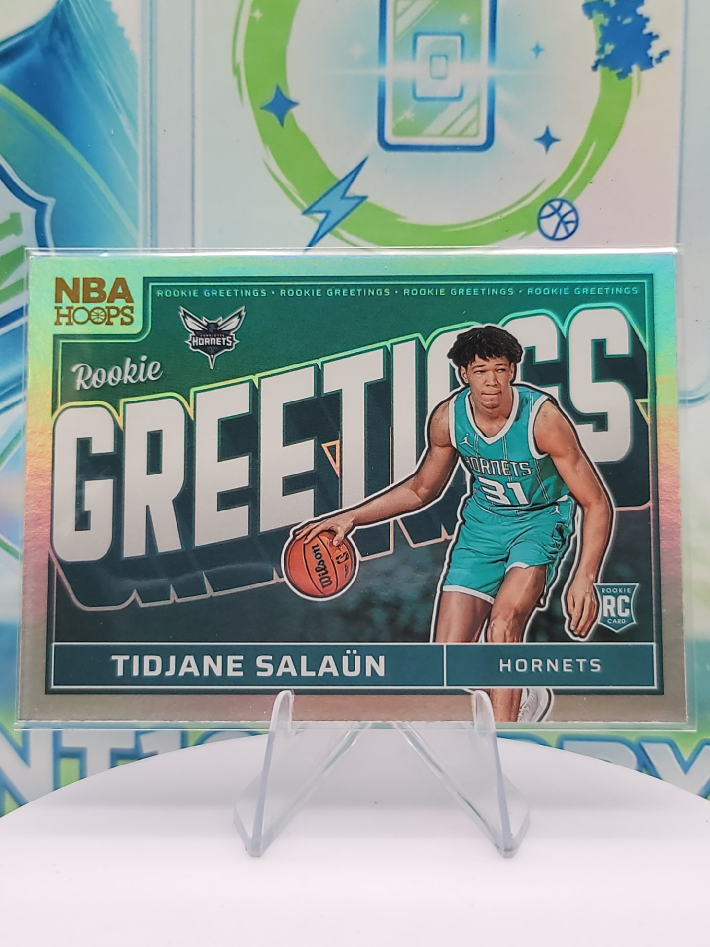 2025 Panini NBA Hoops Tidjane Salaun — 2025 Panini NBA Hoops Greetings Holofoil Tidjane Salaun Rookie