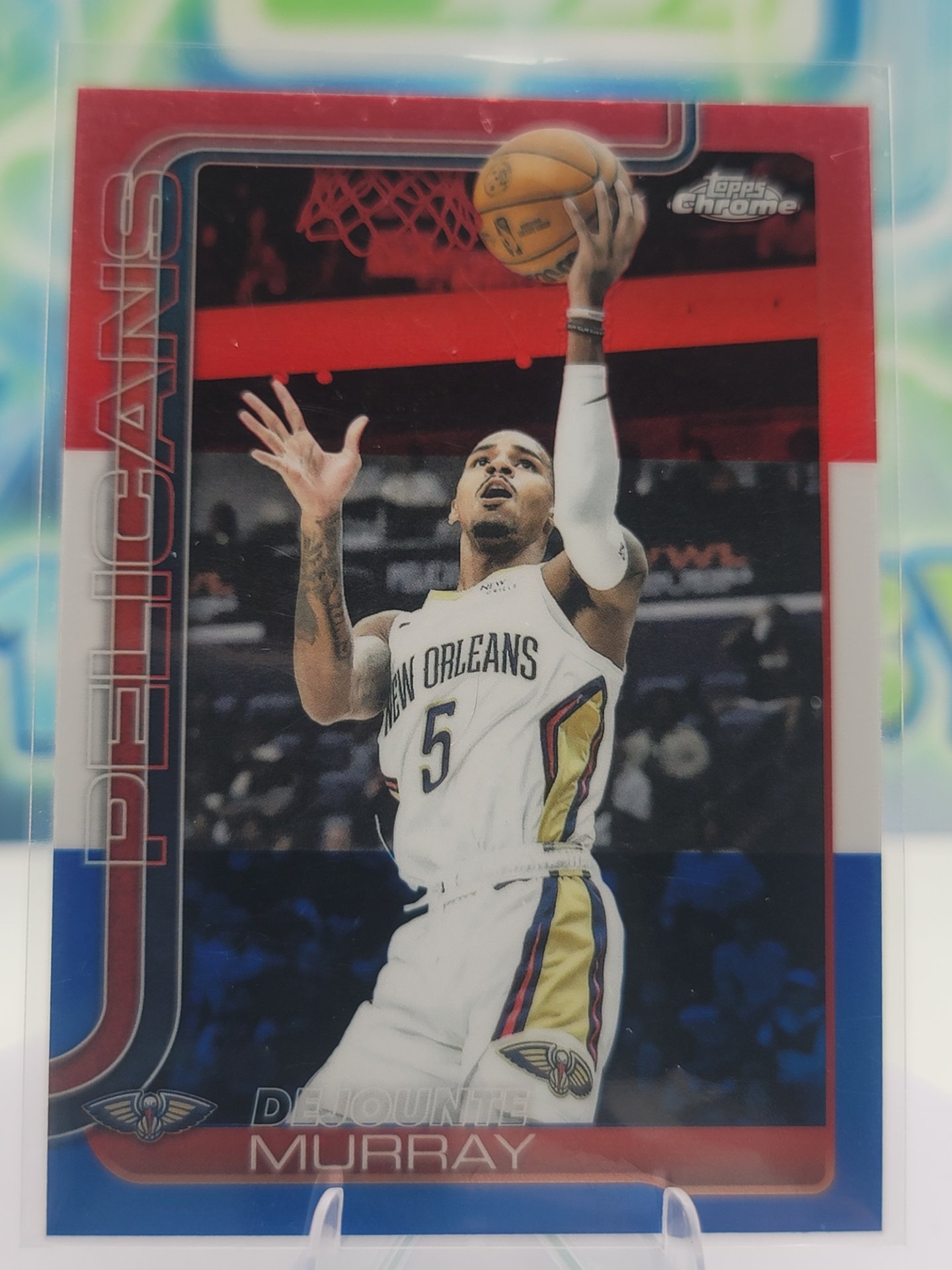2025 Topps Topps Chrome Dejounte Murray — 2025 Topps Topps Chrome Red White Blue Dejounte Murray